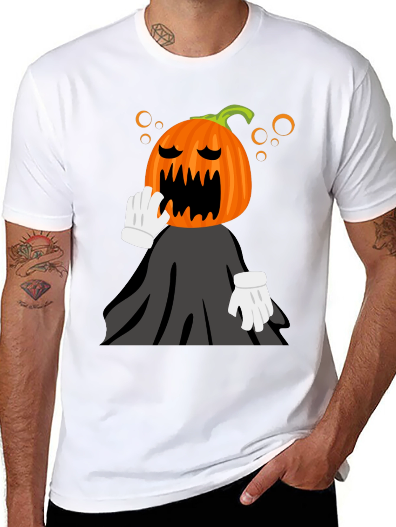 Pumpkin Head Character Black T-Shirt