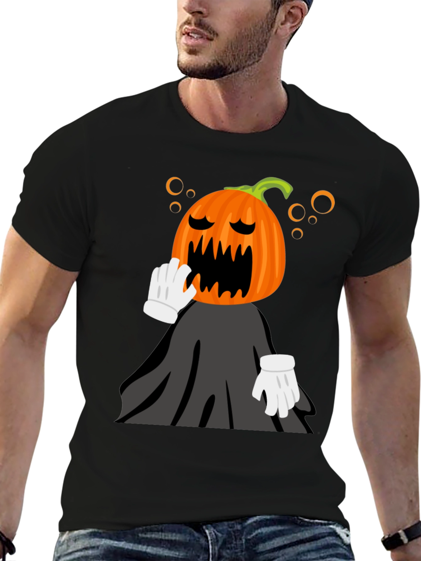 Pumpkin Head Character Black T-Shirt