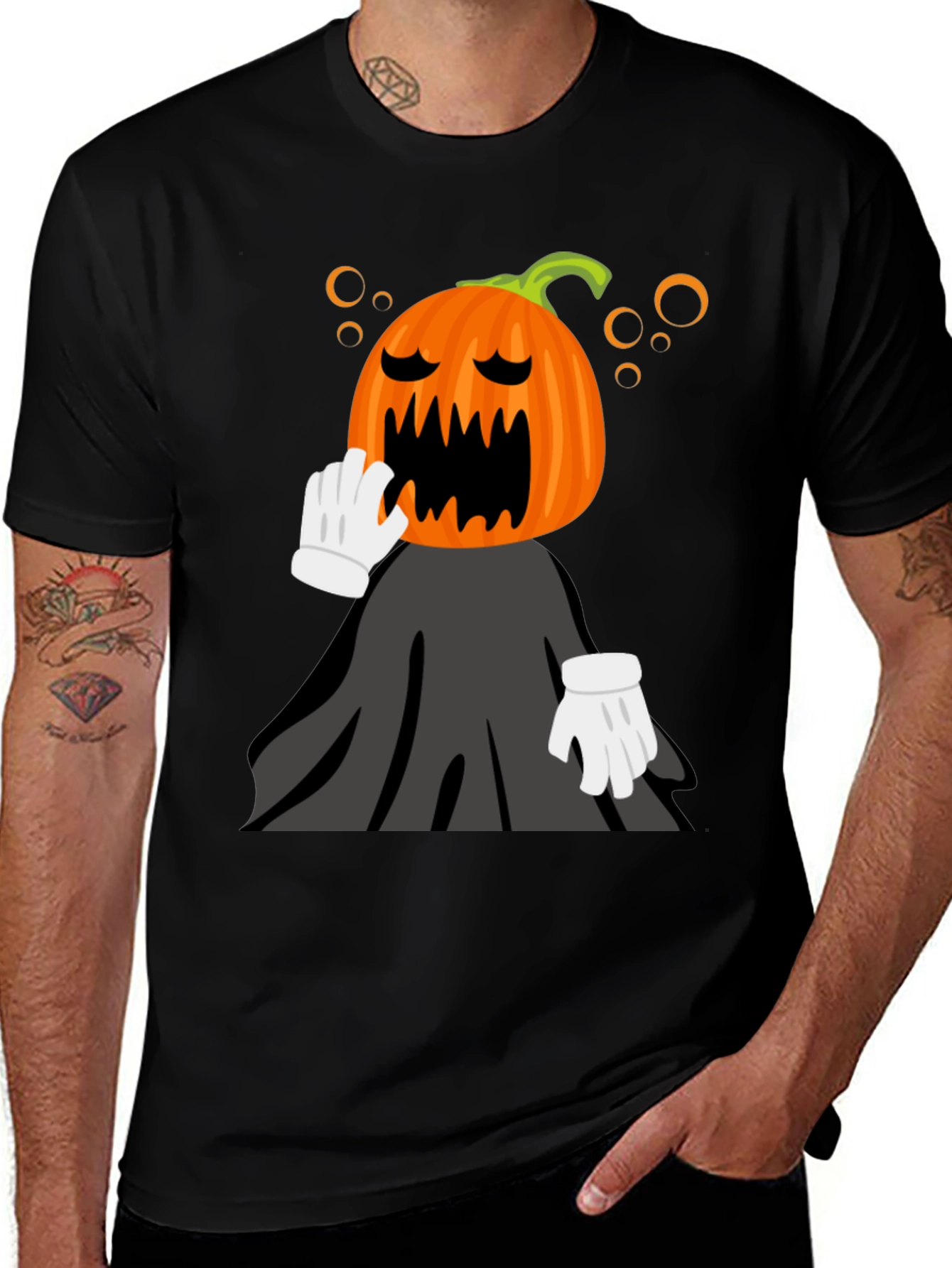 Pumpkin Head Character Black T-Shirt