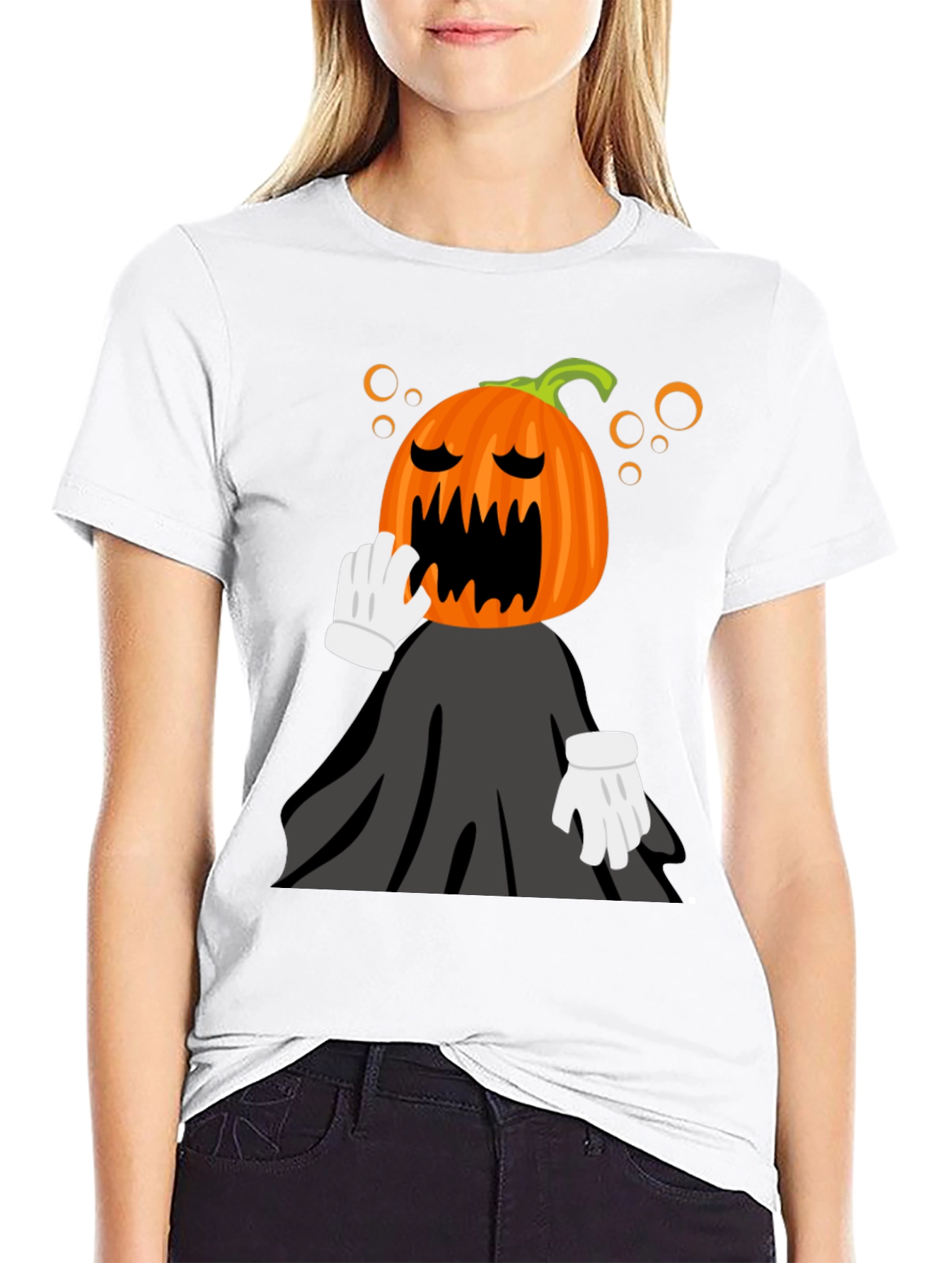 Pumpkin Head Character Black T-Shirt