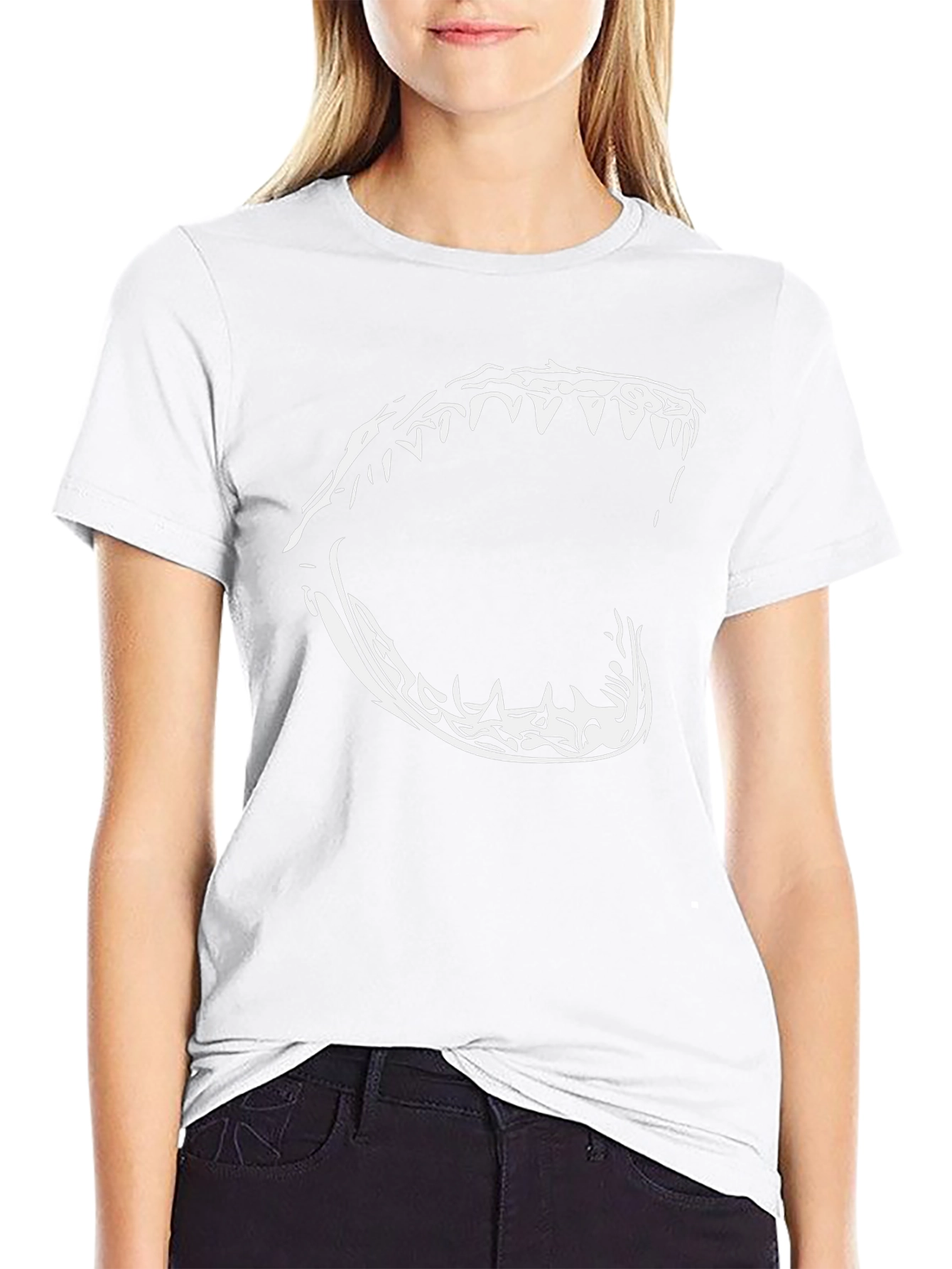 Mens Black T-Shirt with Bold Shark Jaw Graphic