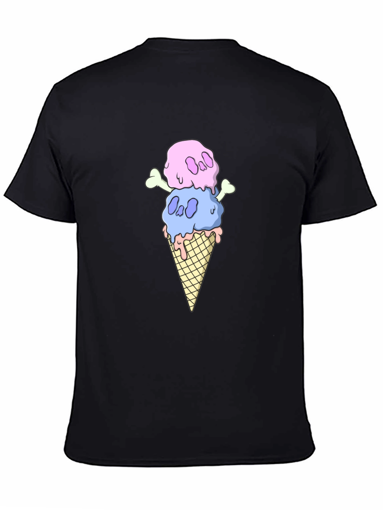 Skull Ice Cream Graphic Tee - Black Cotton T-Shirt