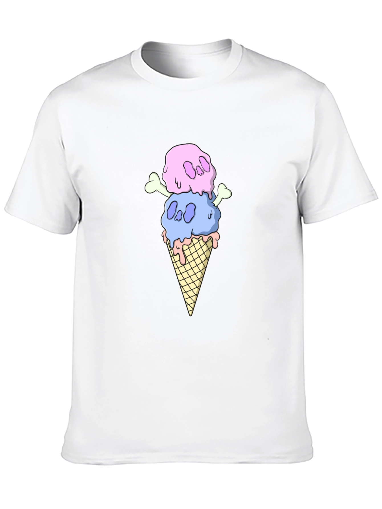 Skull Ice Cream Graphic Tee - Black Cotton T-Shirt
