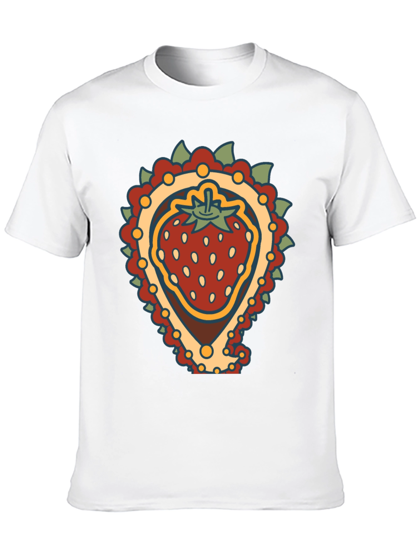 Strawberry Paisley T-Shirt - Unique Fruit Graphic Tee