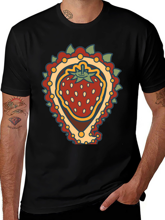 Strawberry Paisley T-Shirt - Unique Fruit Graphic Tee