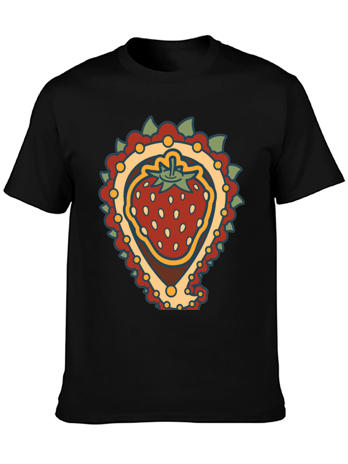 Strawberry Paisley T-Shirt - Unique Fruit Graphic Tee