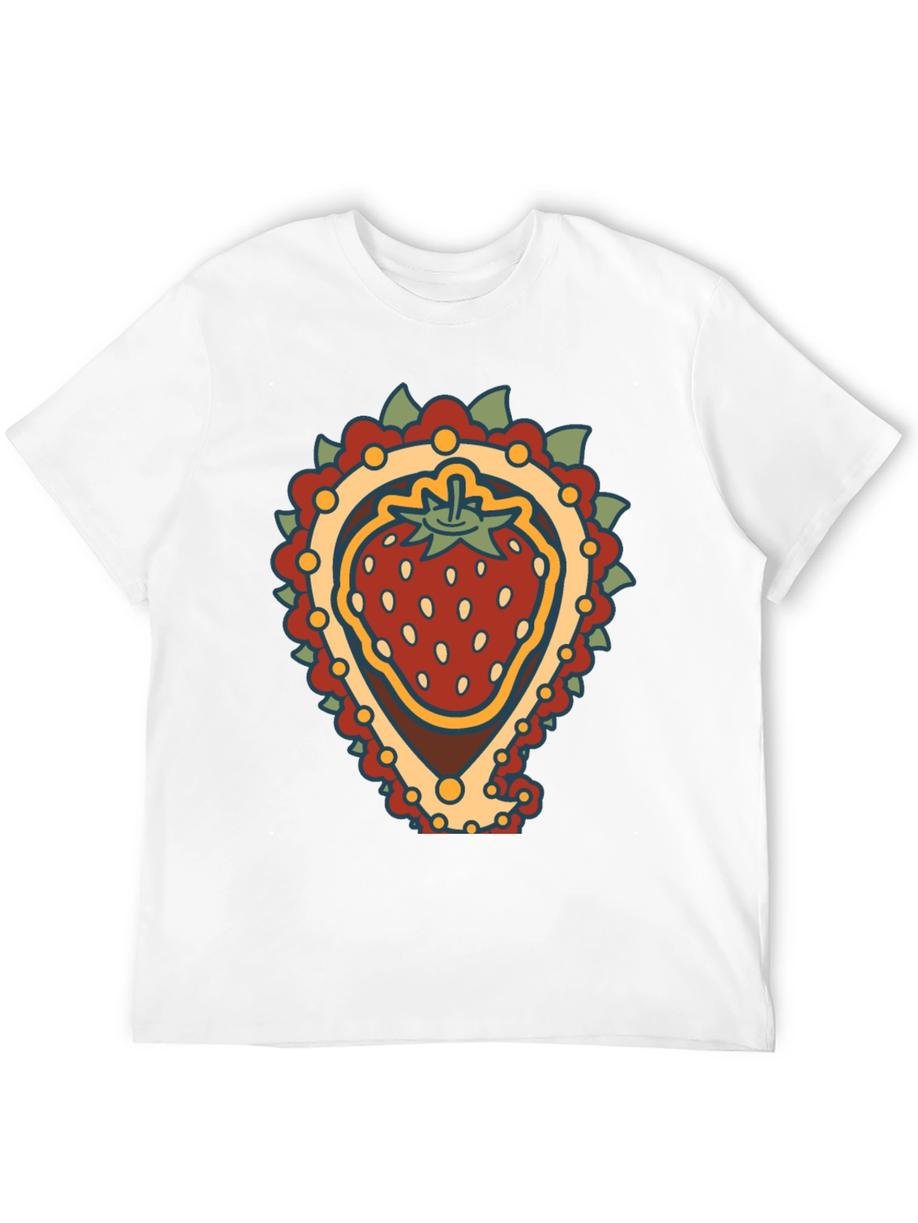 Strawberry Paisley T-Shirt - Unique Fruit Graphic Tee