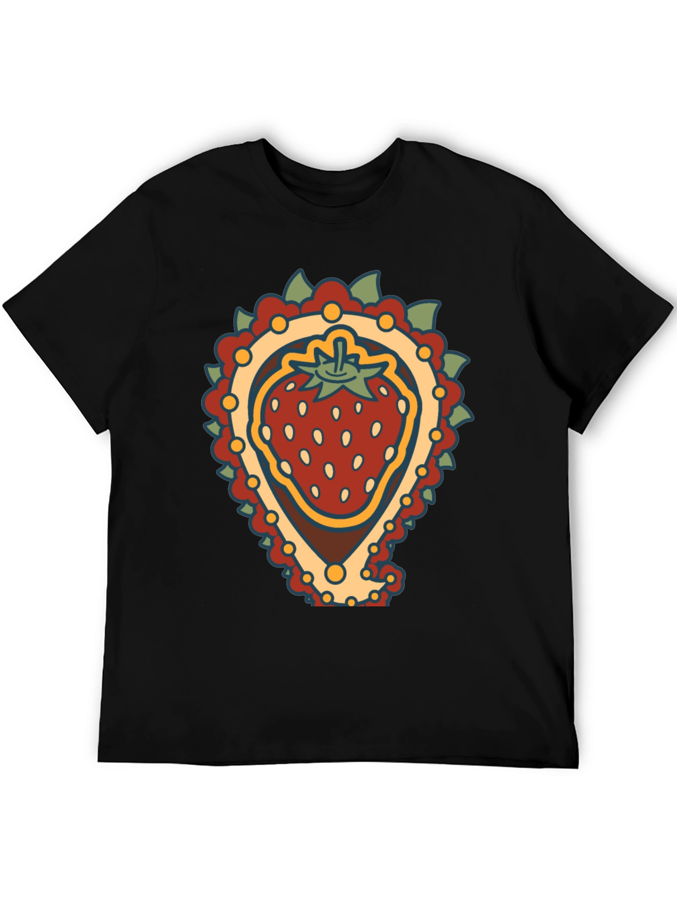 Strawberry Paisley T-Shirt - Unique Fruit Graphic Tee