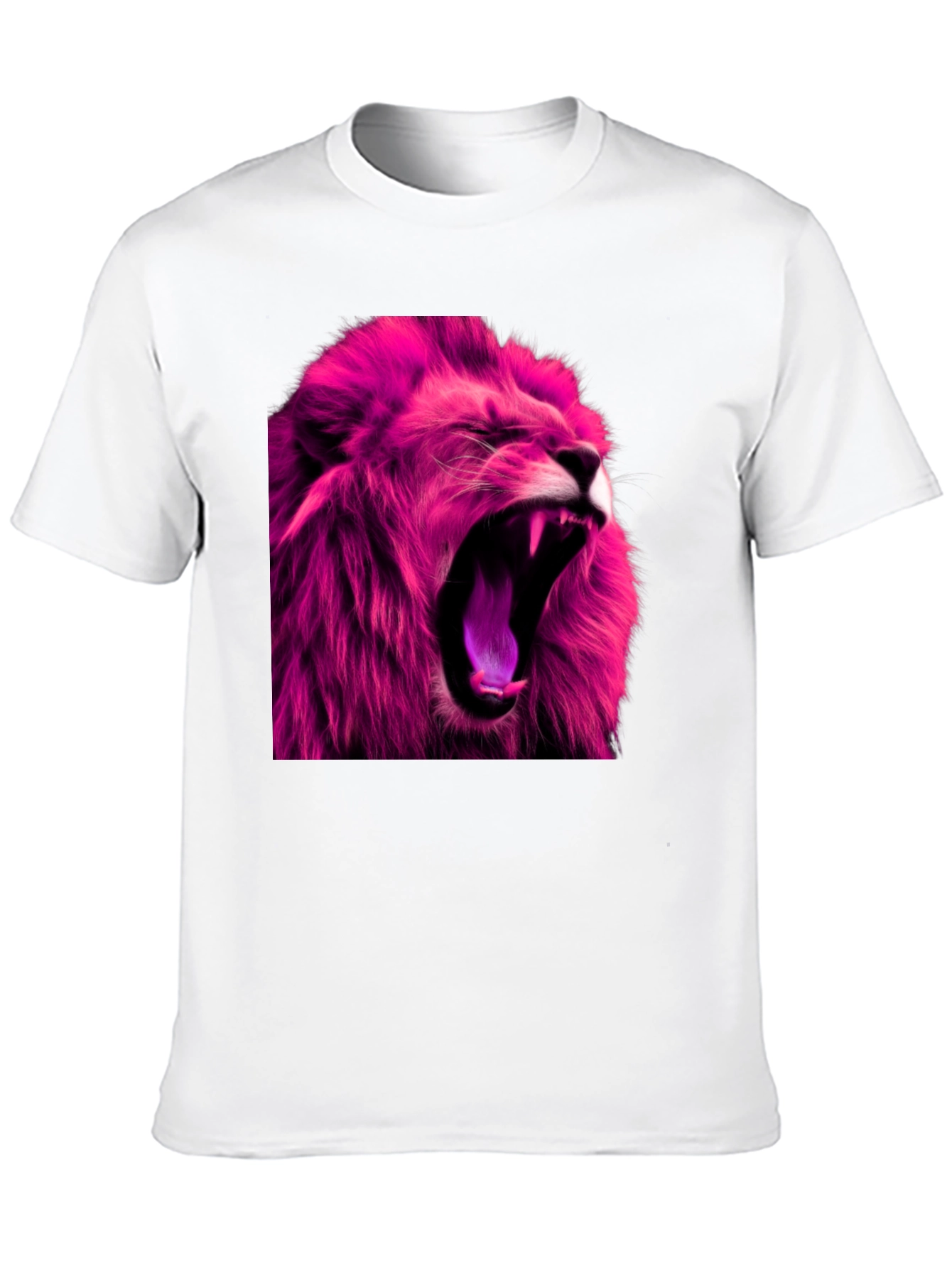 Roaring Pink Lion Graphic Print Black T-Shirt