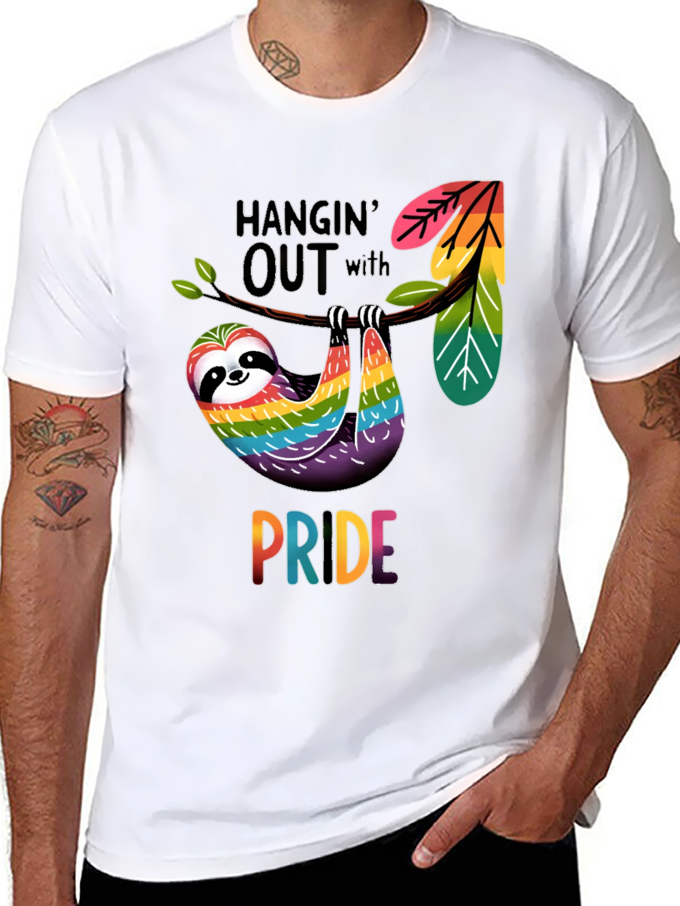 Pride Sloth T-Shirt - Hangin Out With Pride
