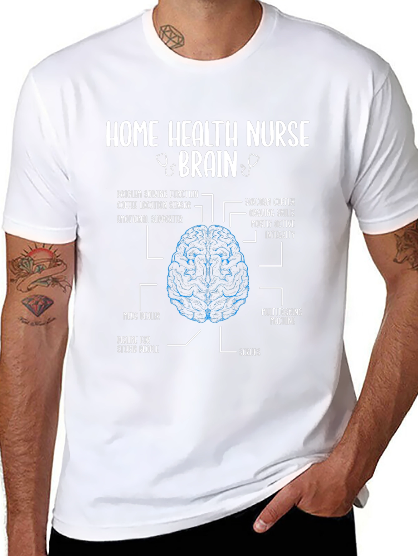 Home Health Nurse Brain Anatomy T-Shirt