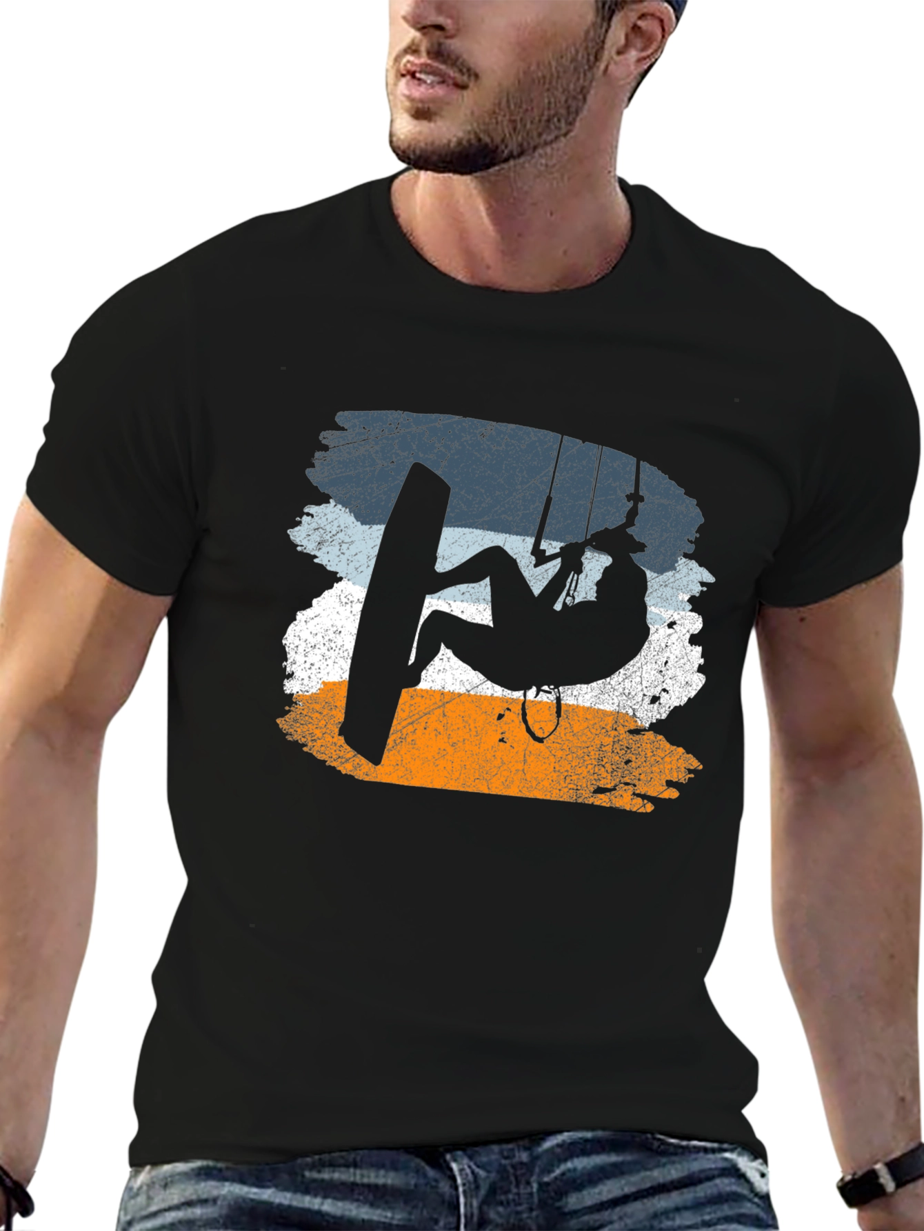 Kitesurfing Silhouette Graphic Tee - Black