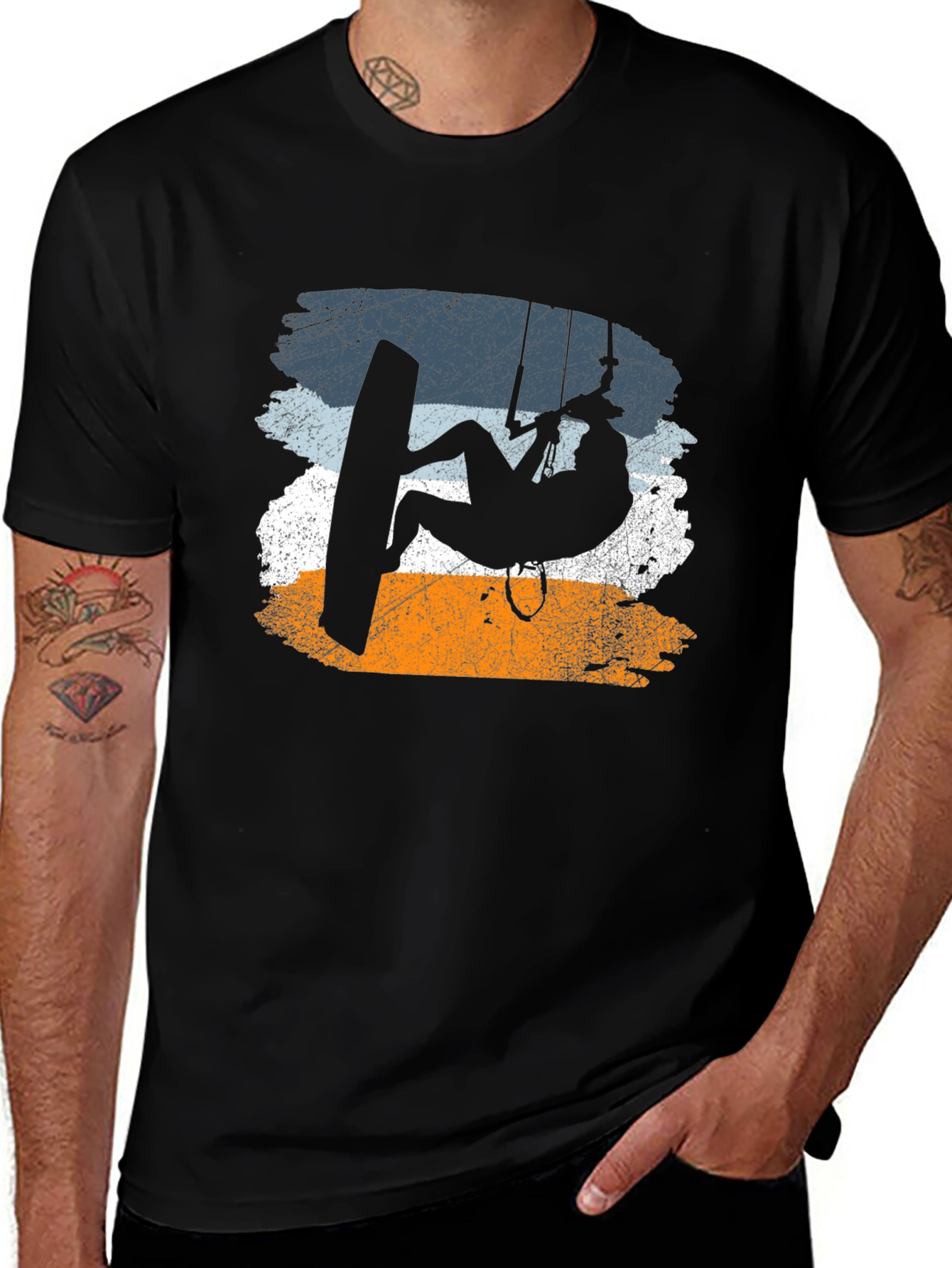 Kitesurfing Silhouette Graphic Tee - Black