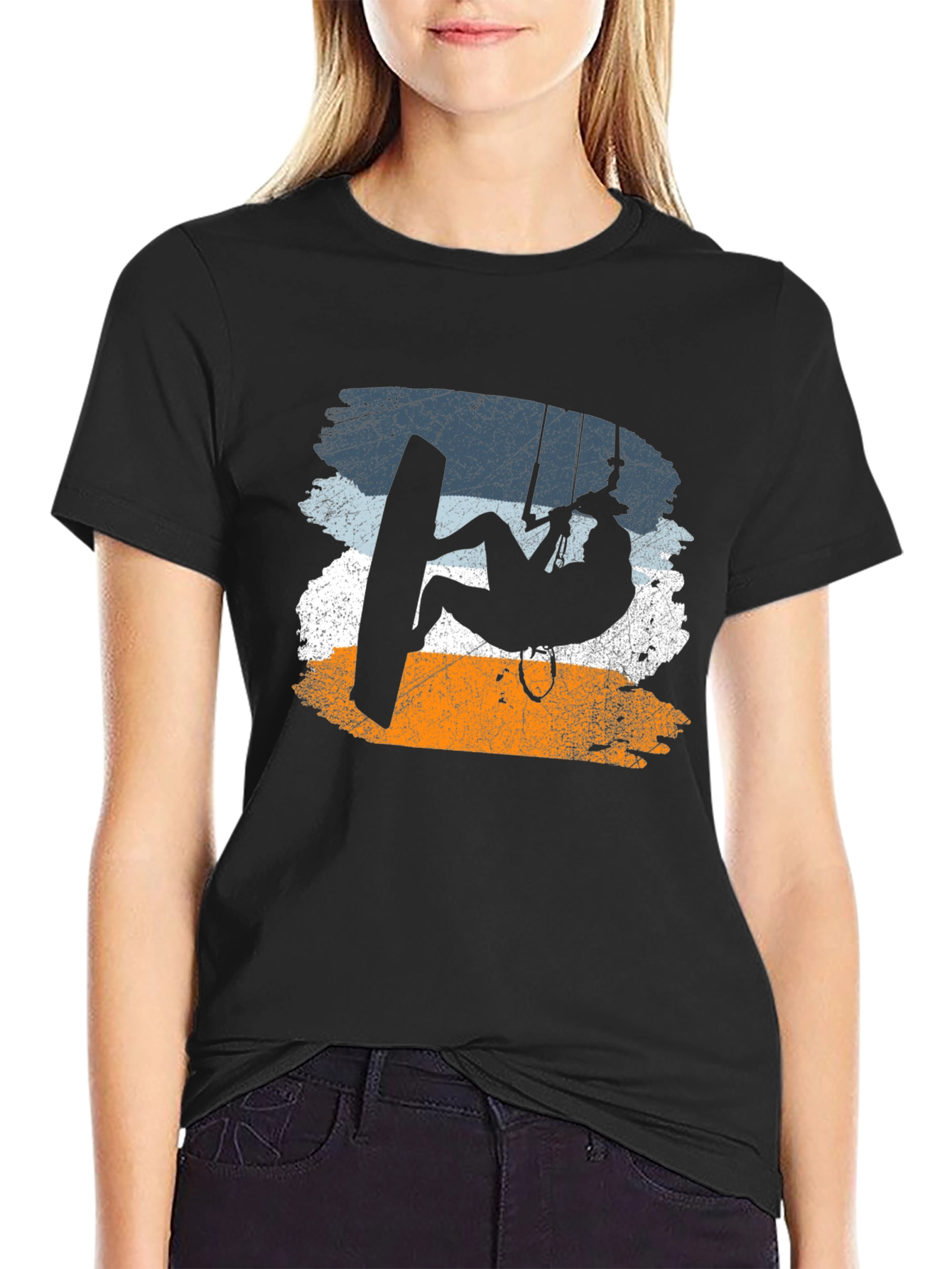 Kitesurfing Silhouette Graphic Tee - Black
