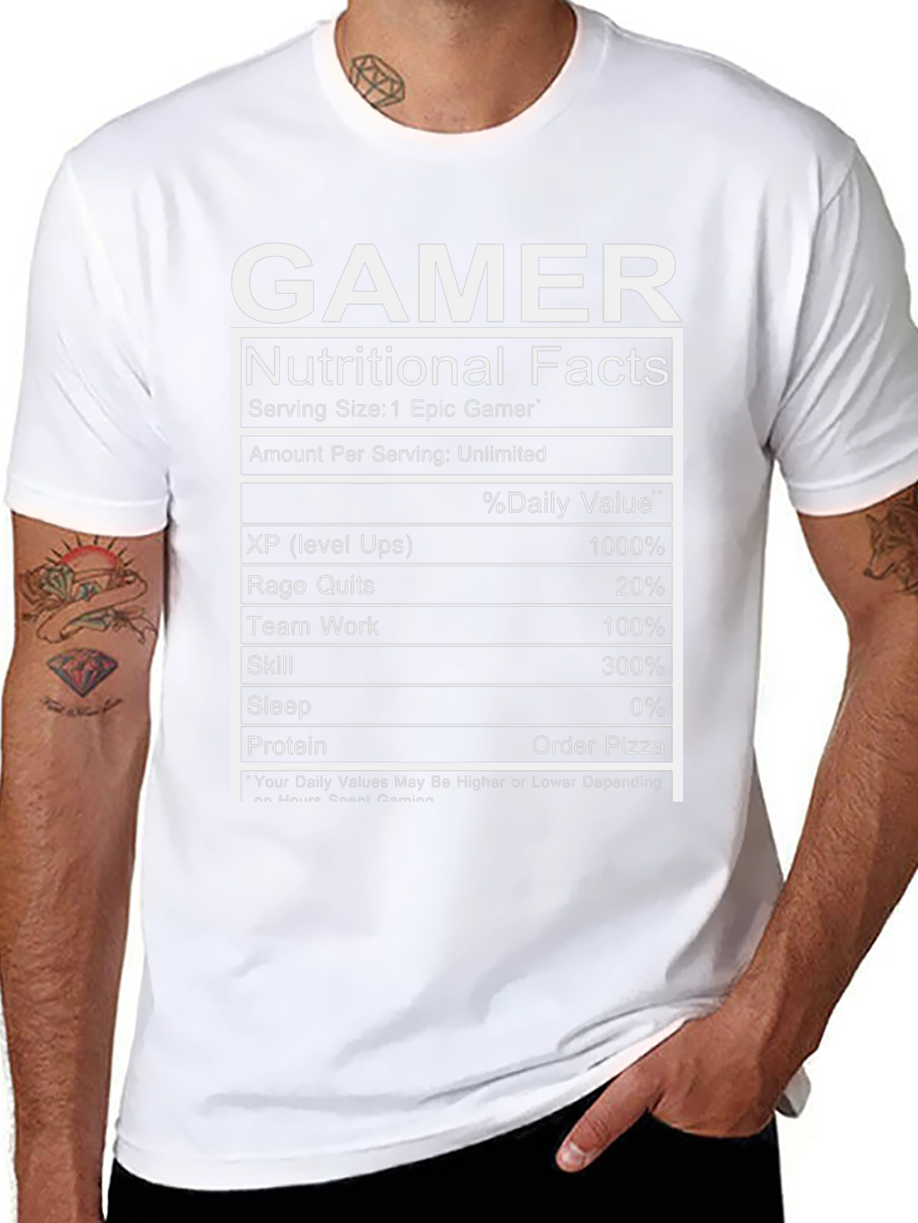 Gamer Nutritional Facts T-Shirt - Epic Gamer