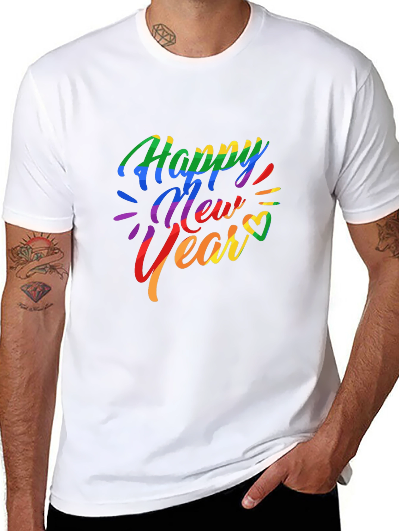 Rainbow Happy New Year Graphic T-Shirt