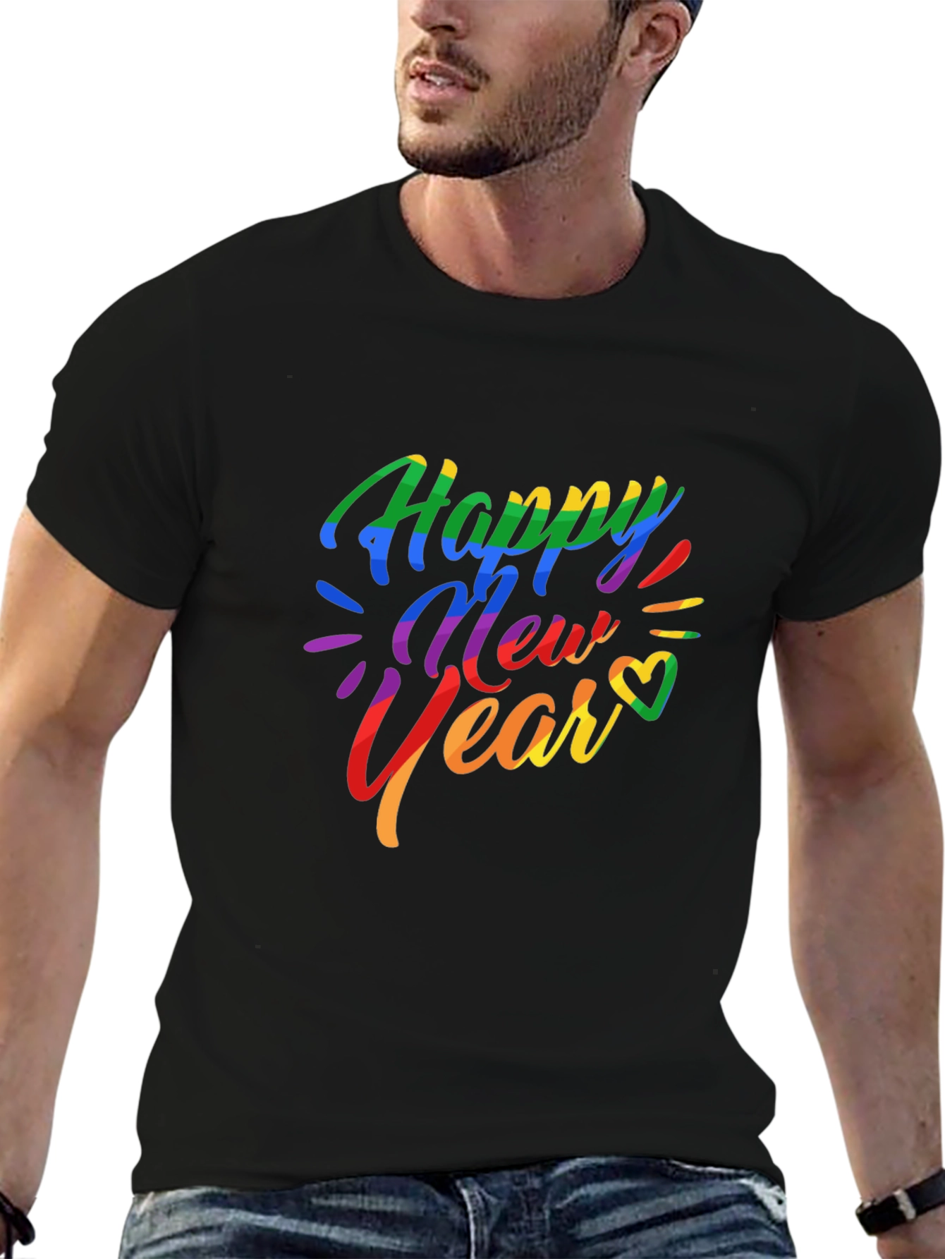 Rainbow Happy New Year Graphic T-Shirt
