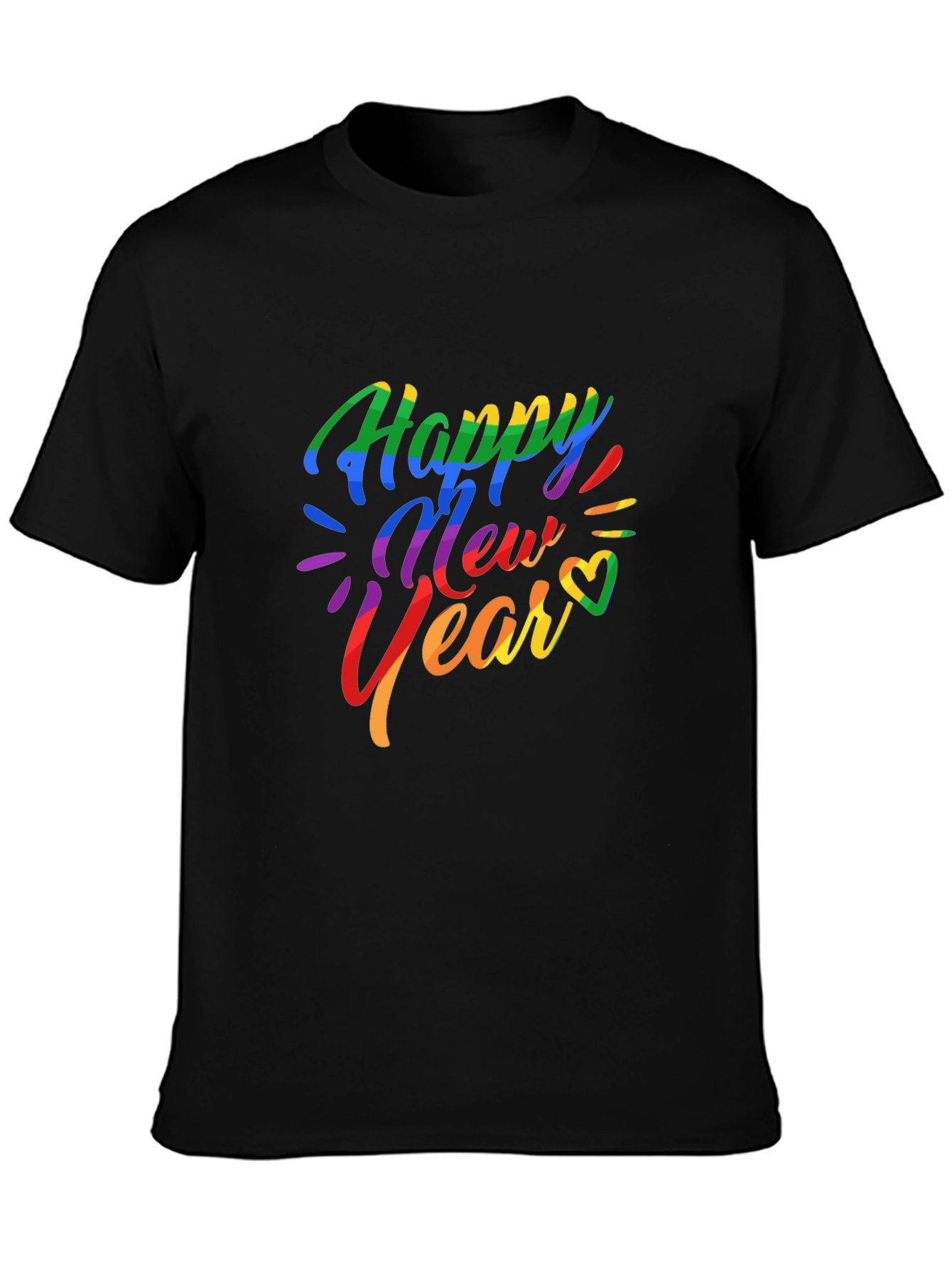 Rainbow Happy New Year Graphic T-Shirt