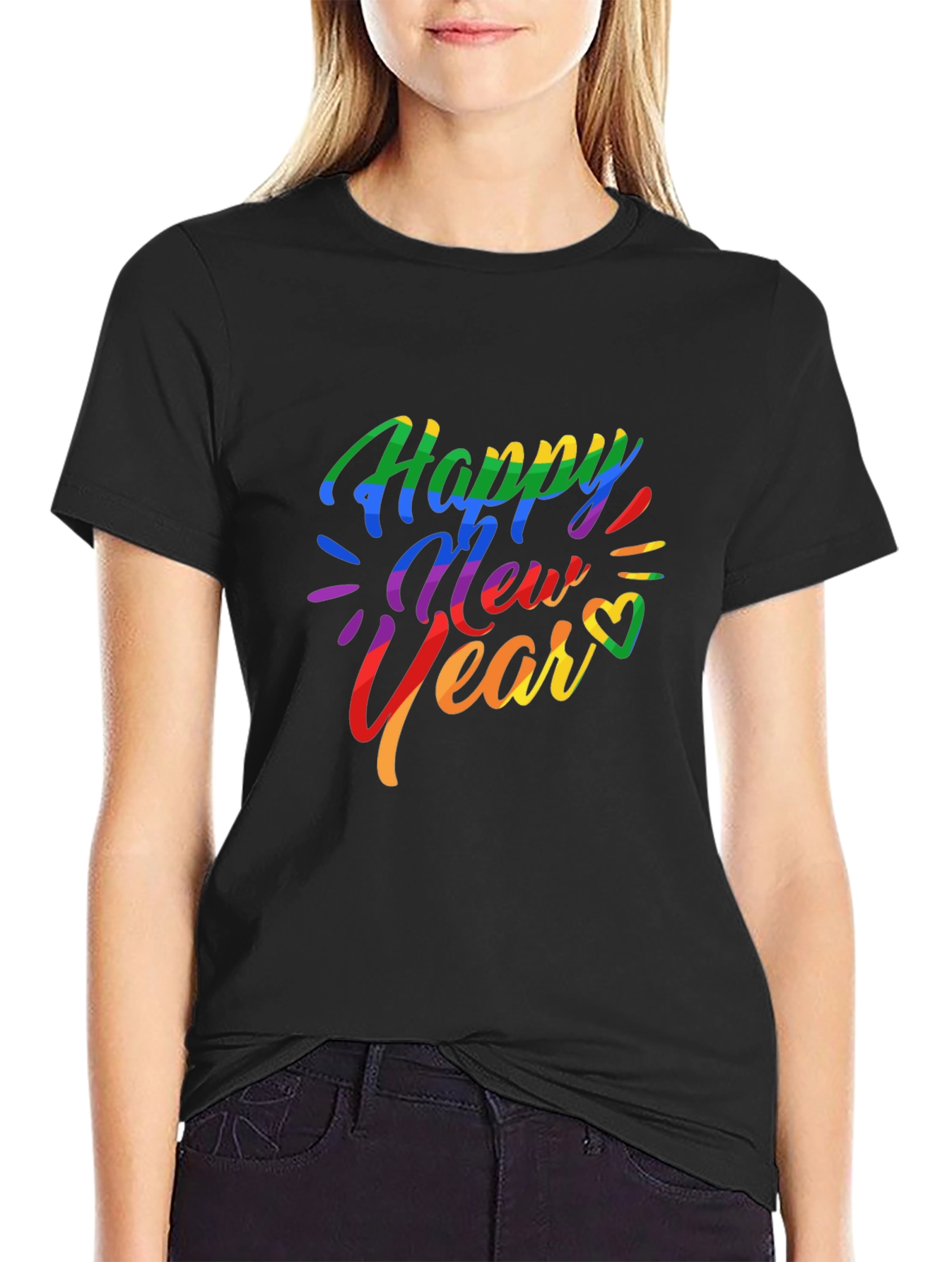Rainbow Happy New Year Graphic T-Shirt