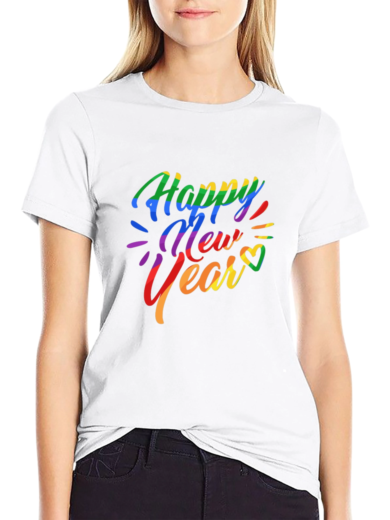 Rainbow Happy New Year Graphic T-Shirt