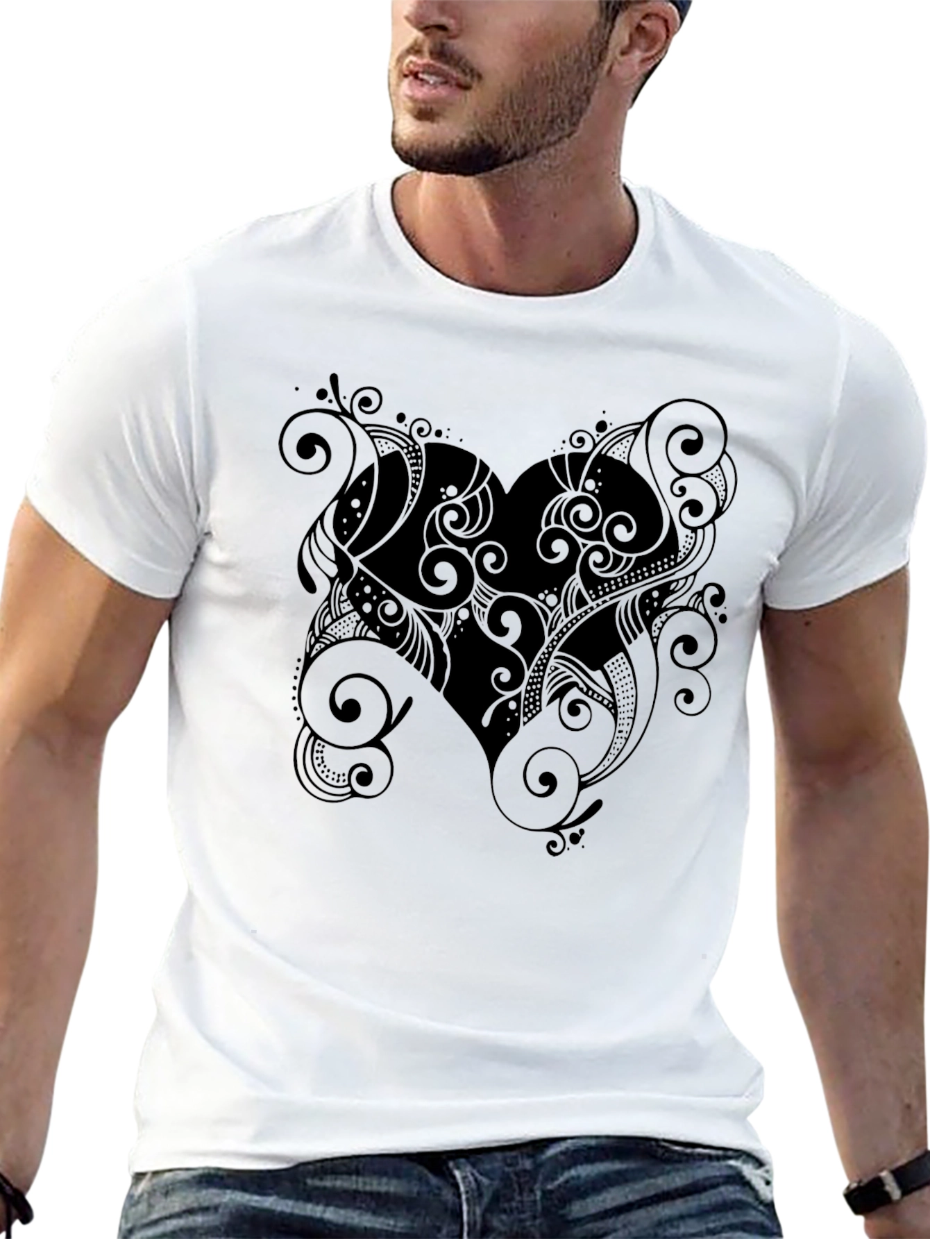 Heart Swirl Black Graphic Tee