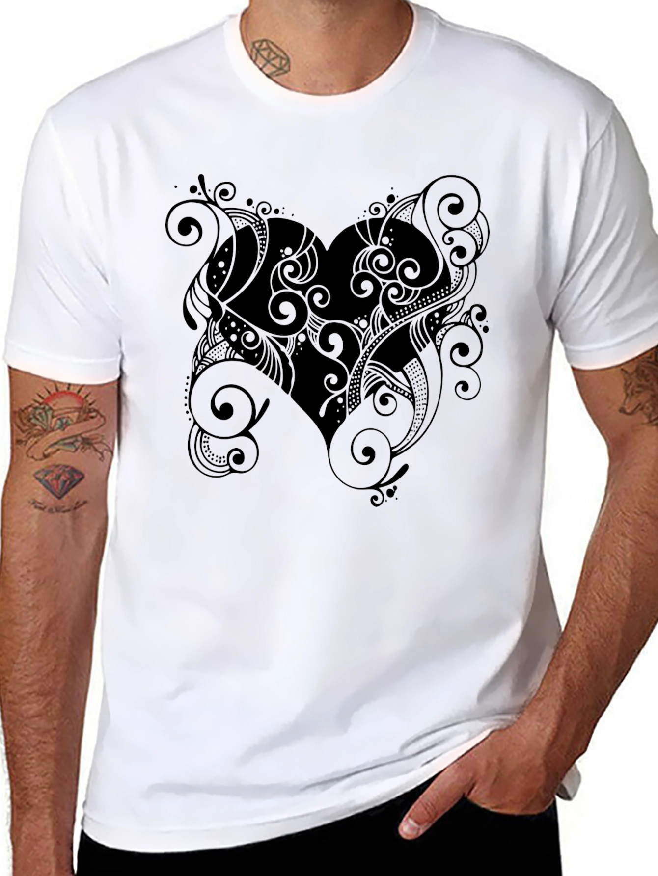 Heart Swirl Black Graphic Tee
