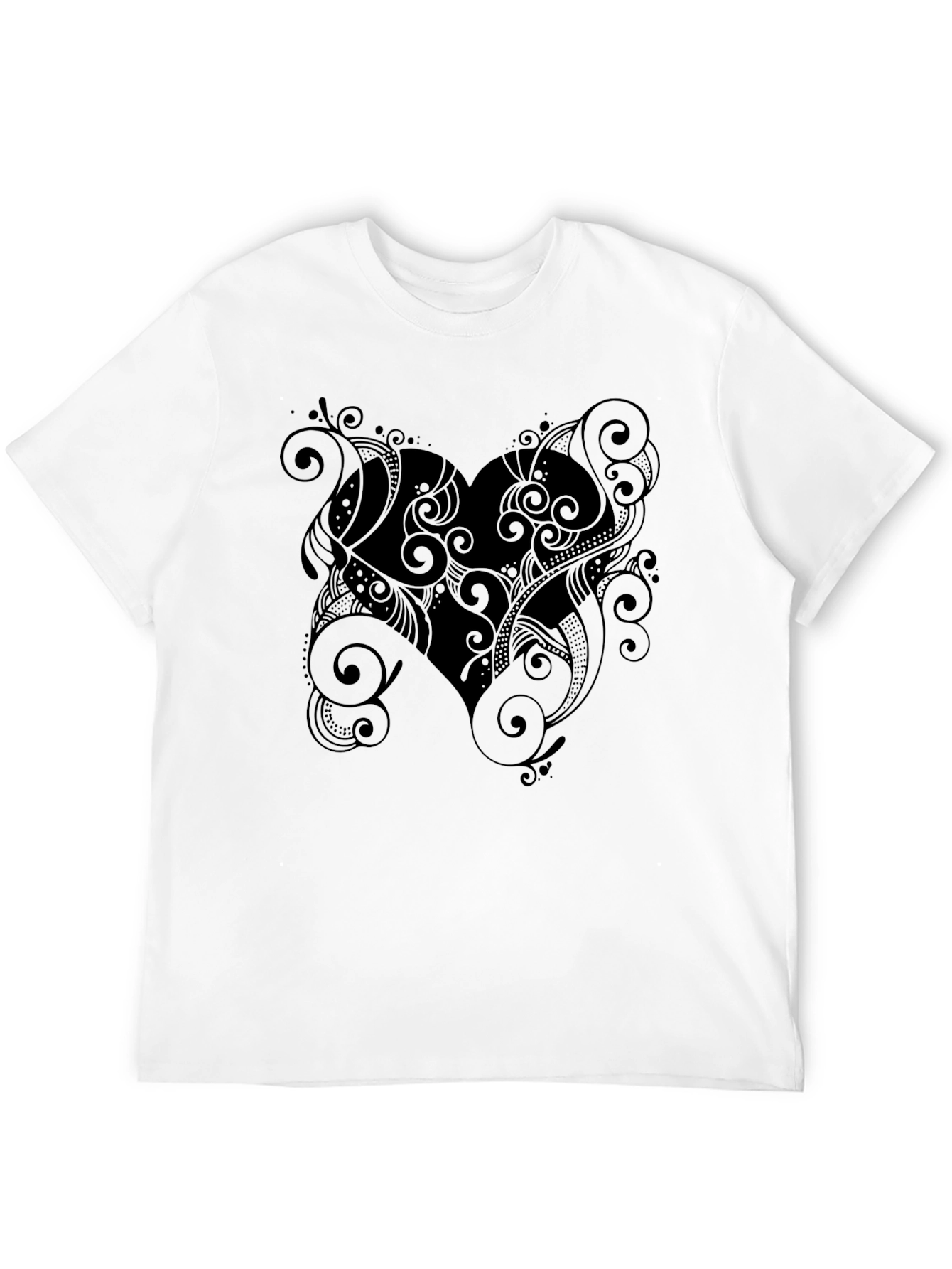 Heart Swirl Black Graphic Tee