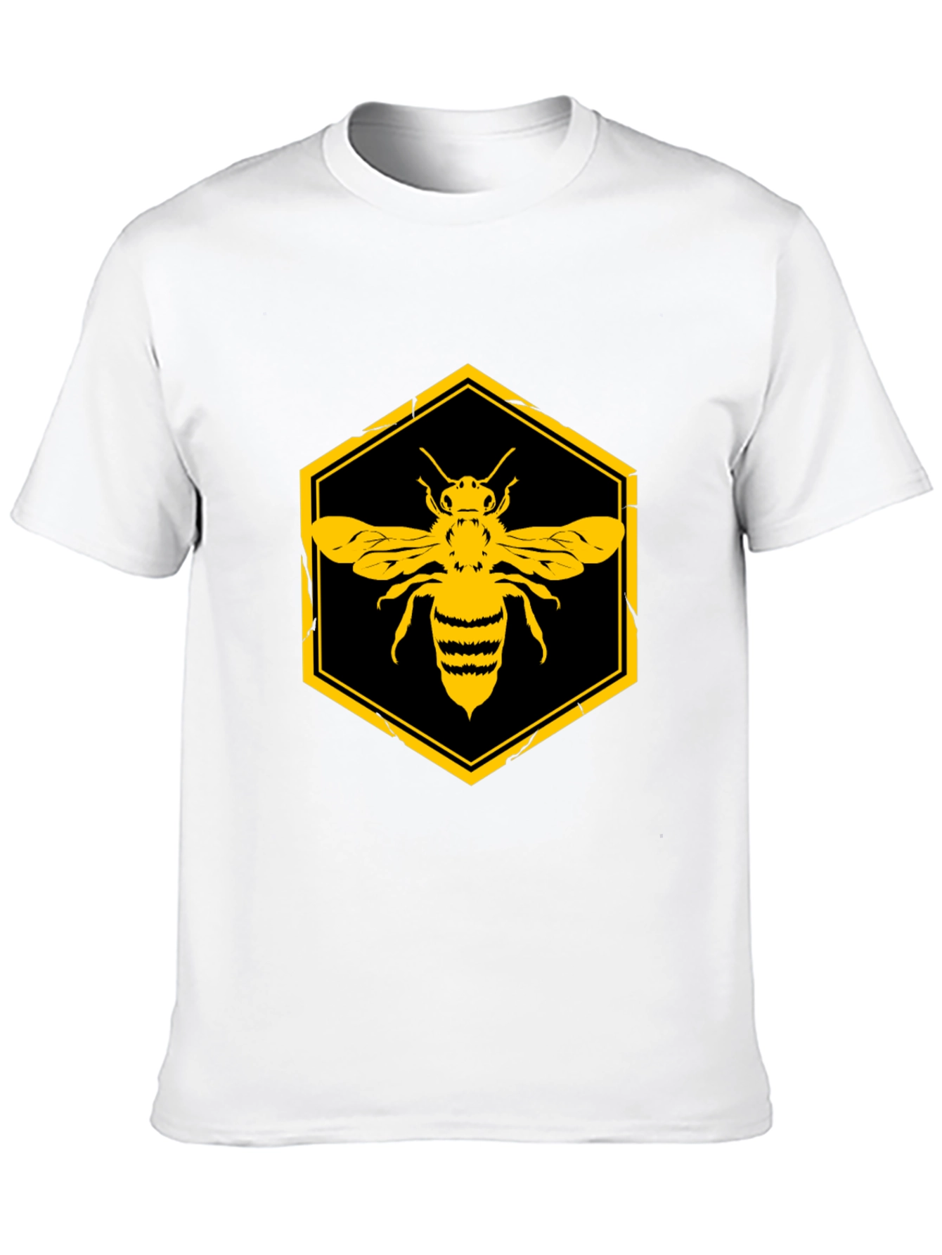 Honeycomb Bee Graphic Tee - Black Cotton T-Shirt