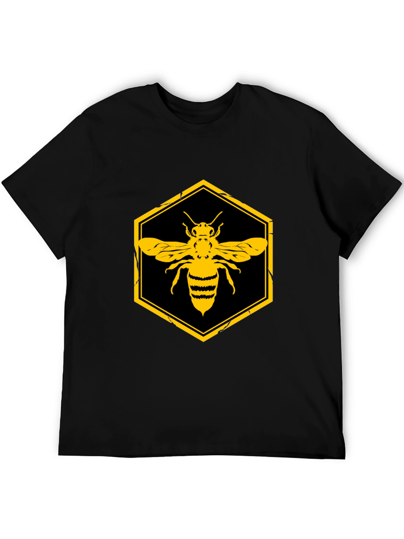 Honeycomb Bee Graphic Tee - Black Cotton T-Shirt