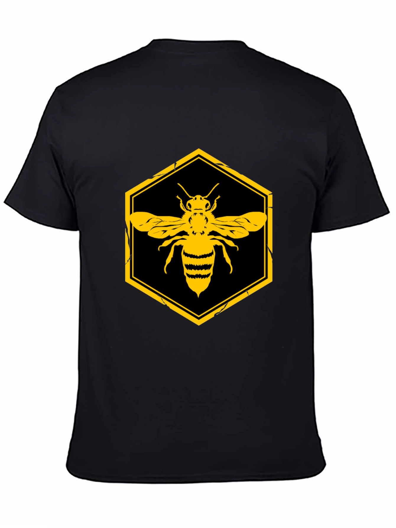 Honeycomb Bee Graphic Tee - Black Cotton T-Shirt