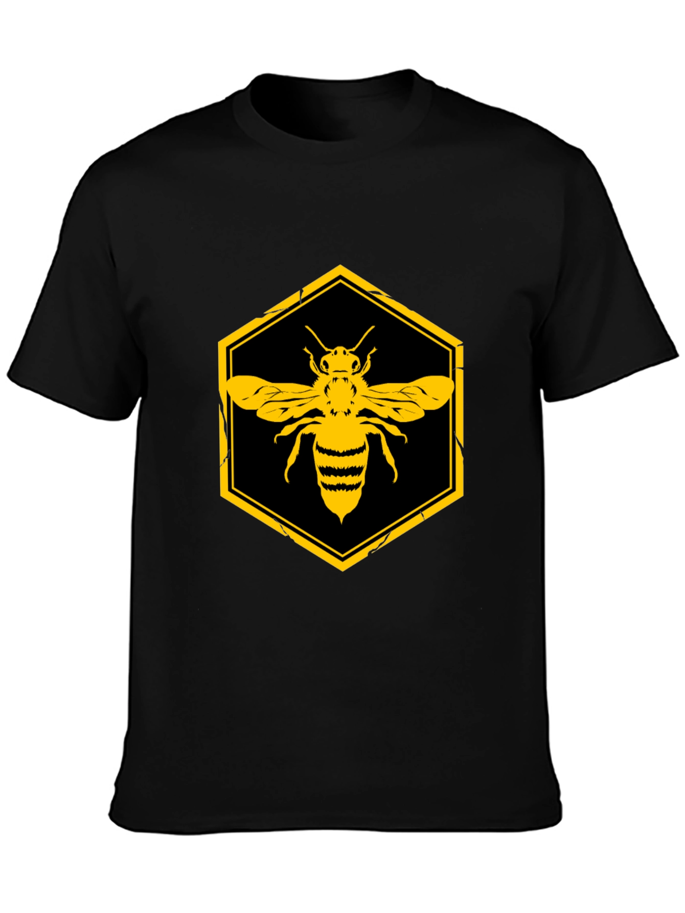 Honeycomb Bee Graphic Tee - Black Cotton T-Shirt