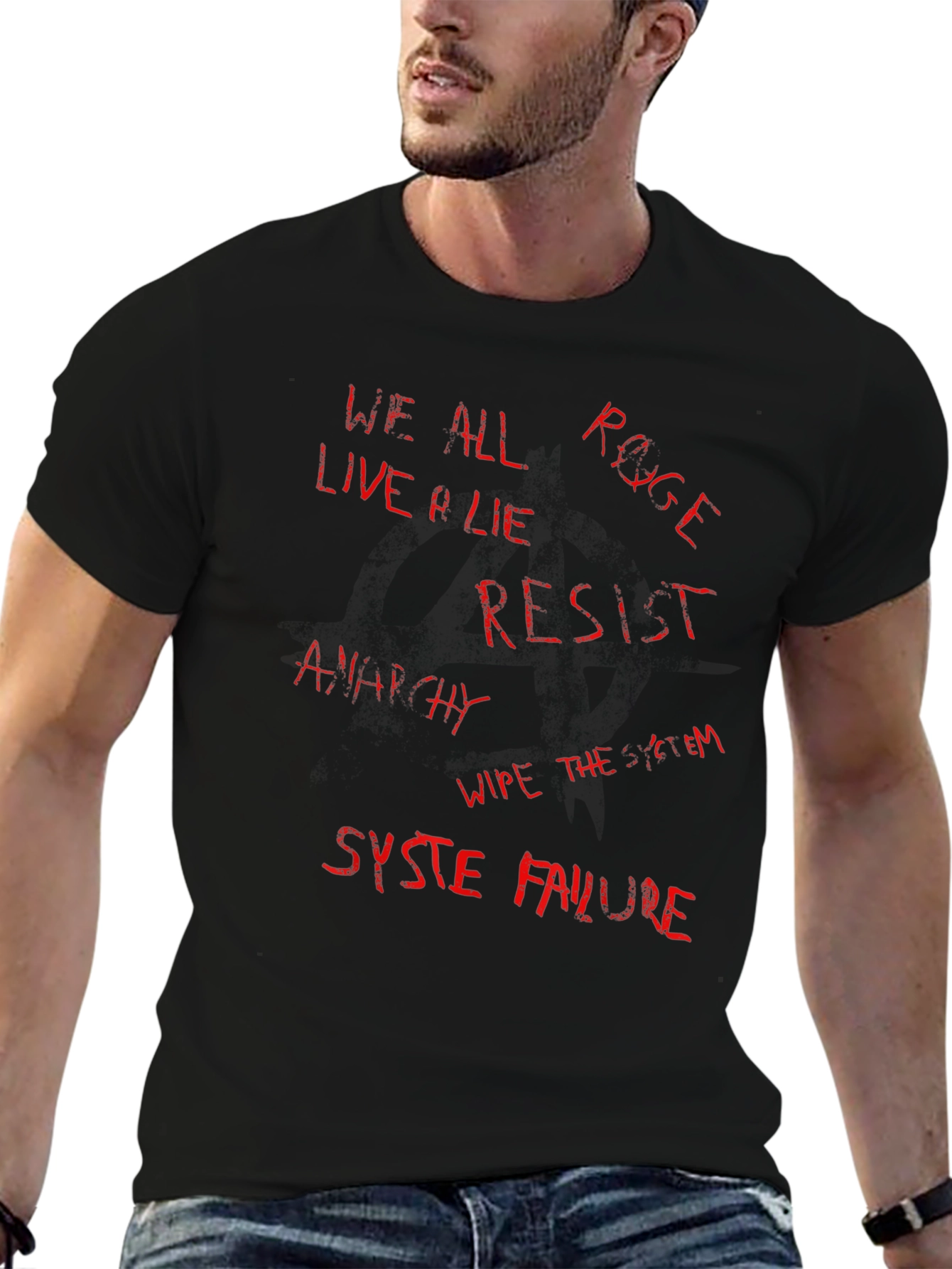 Edgy Graphic Tee - System Failure Anarchy Resist