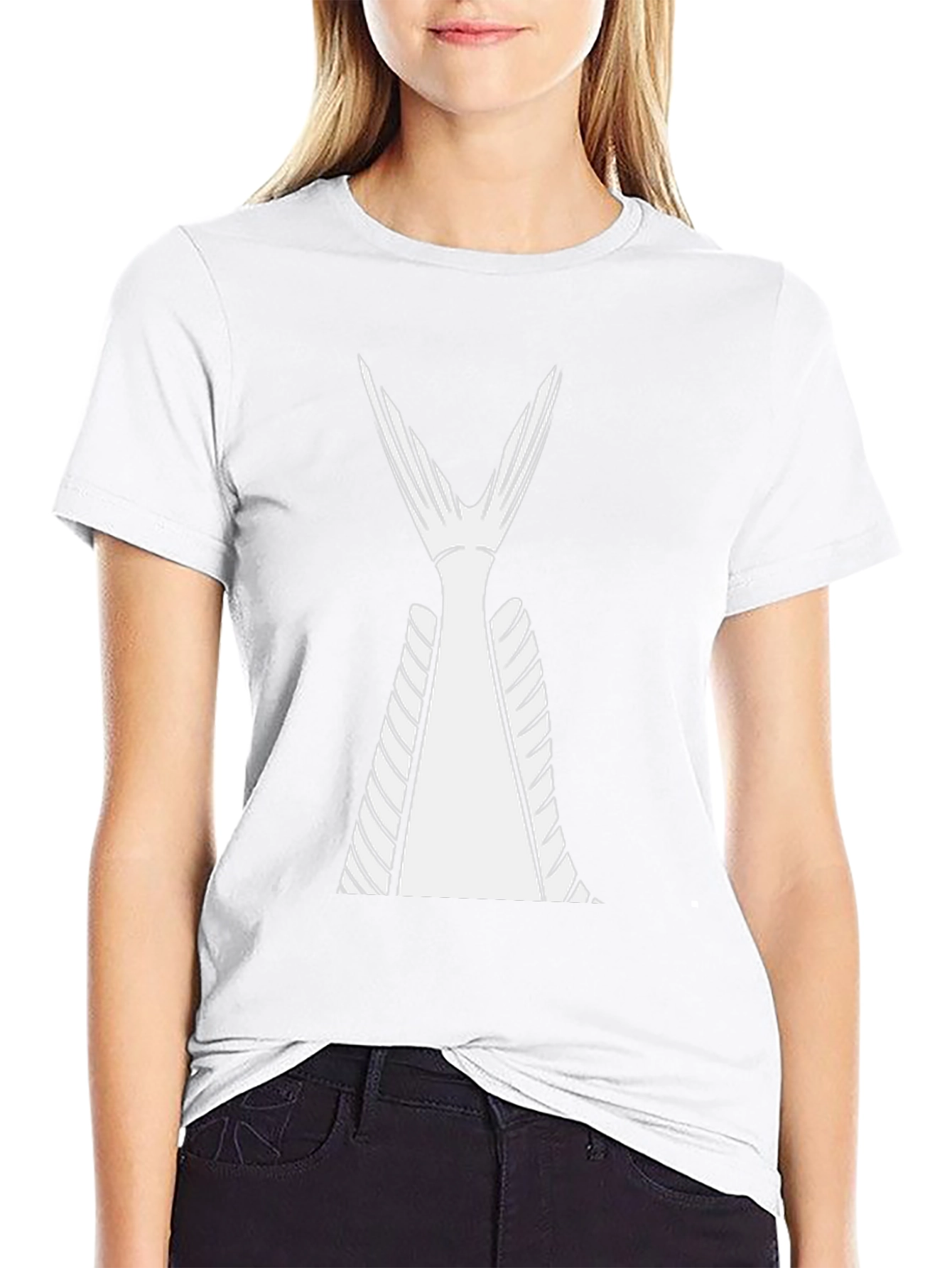 Black T-Shirt with White Fish Tail Design