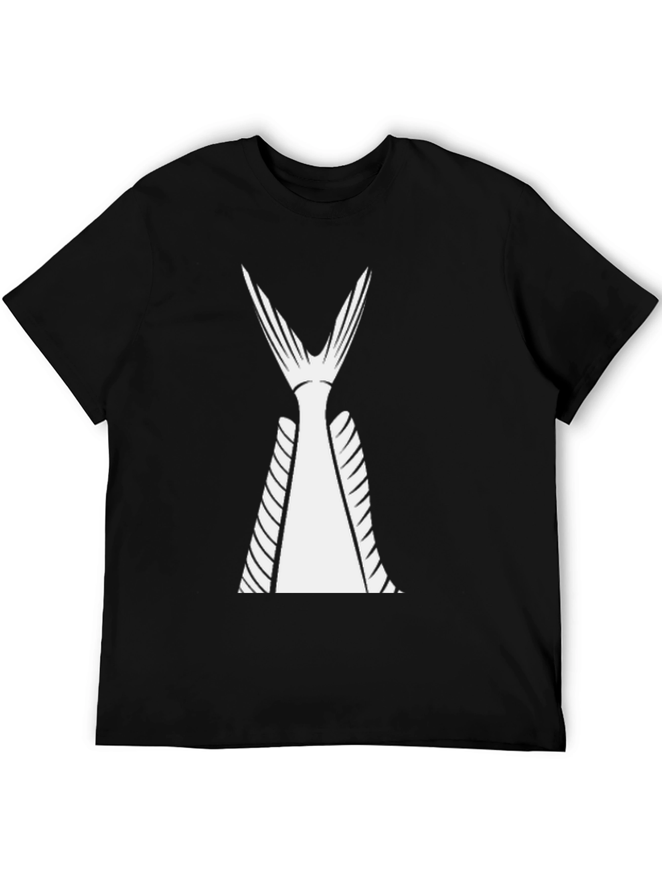 Black T-Shirt with White Fish Tail Design