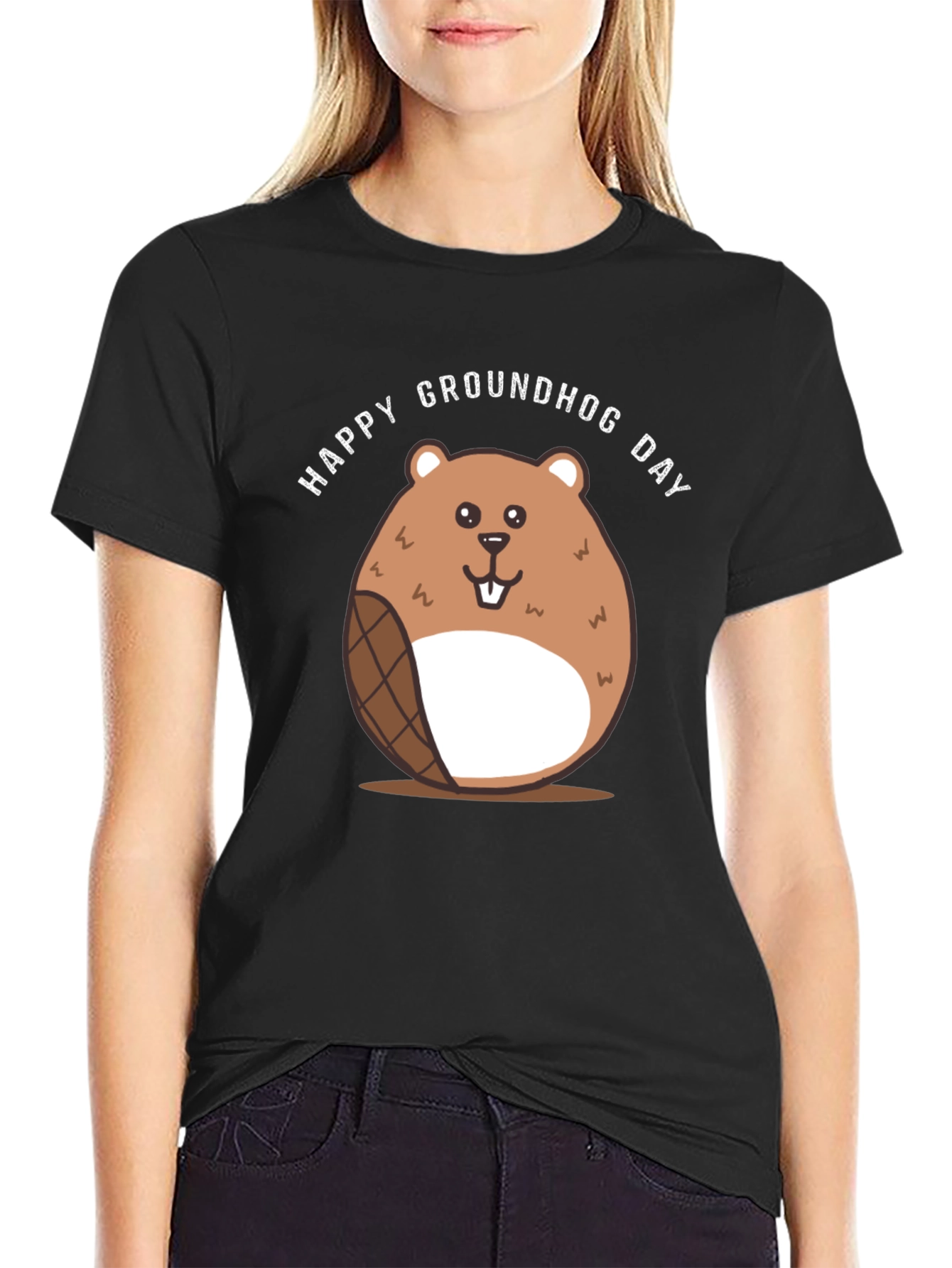 Happy Groundhog Day Black T-Shirt
