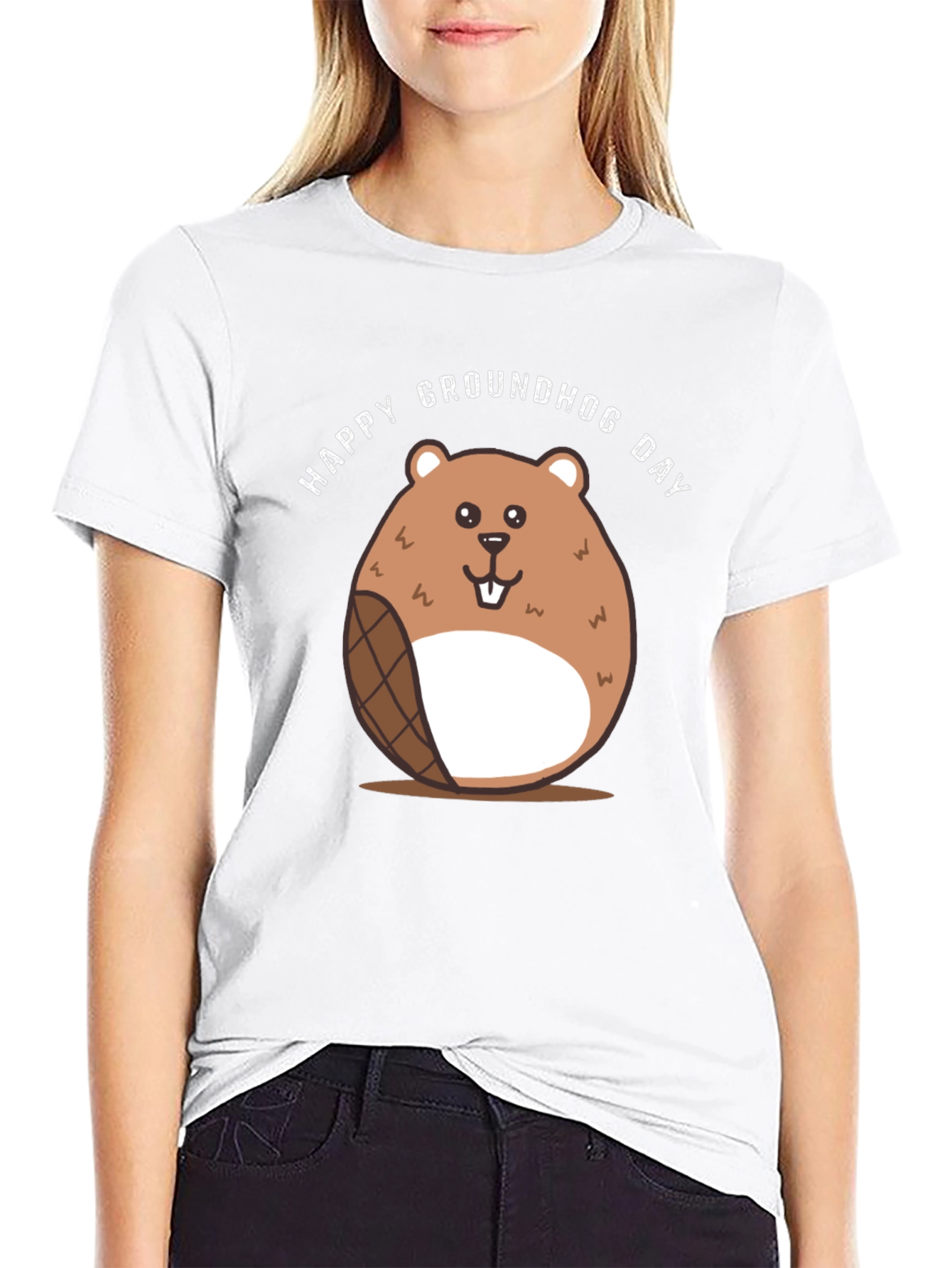 Happy Groundhog Day Black T-Shirt