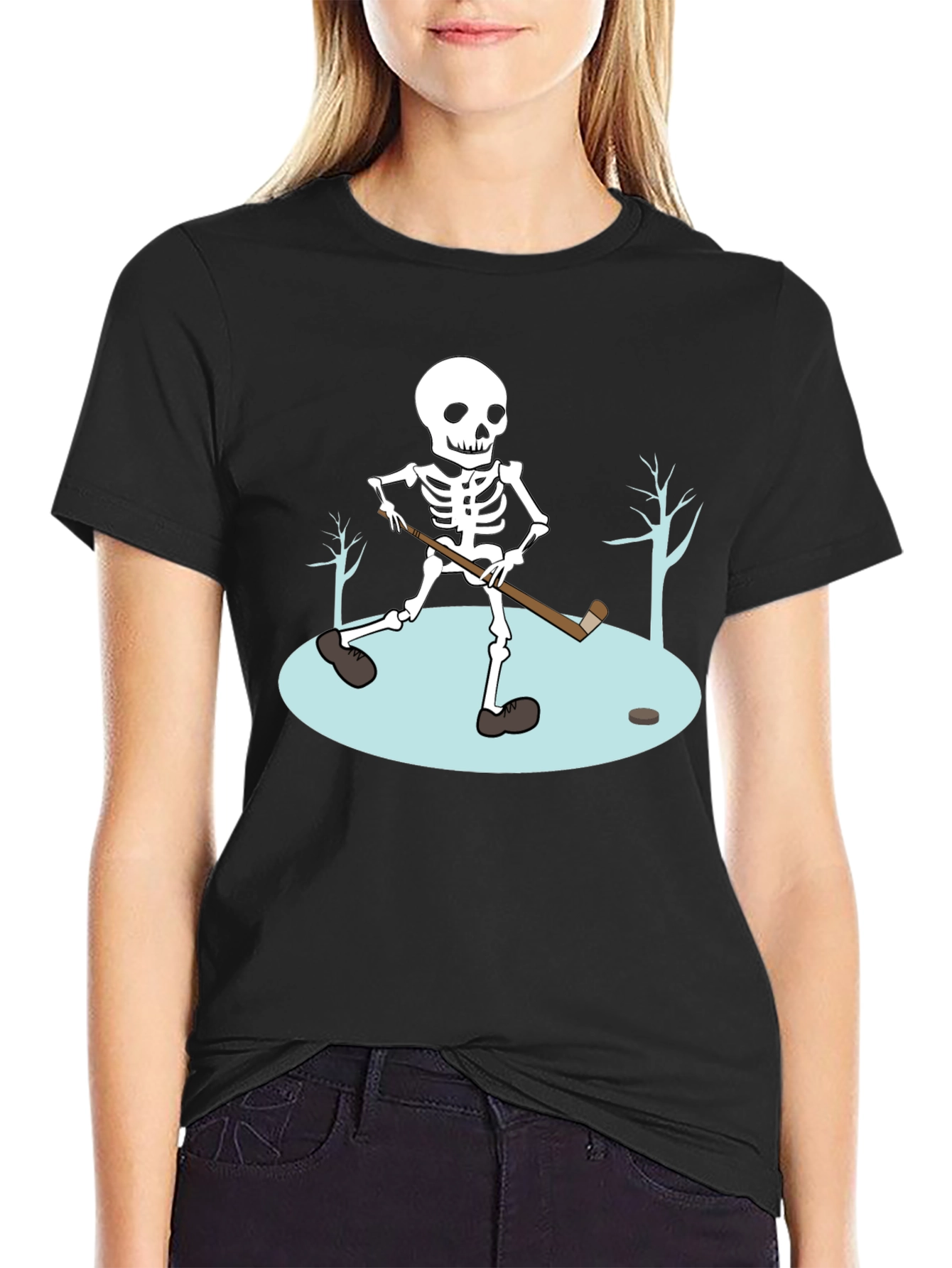 Skeleton Hockey T-Shirt - Black