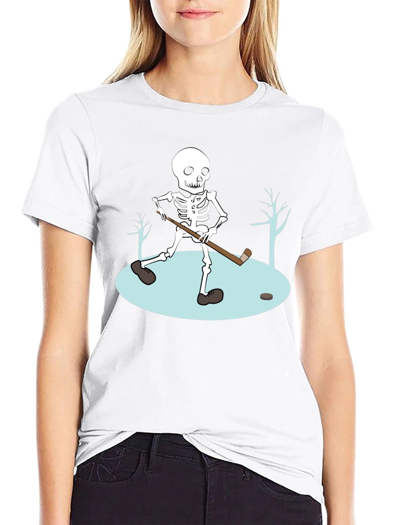 Skeleton Hockey T-Shirt - Black