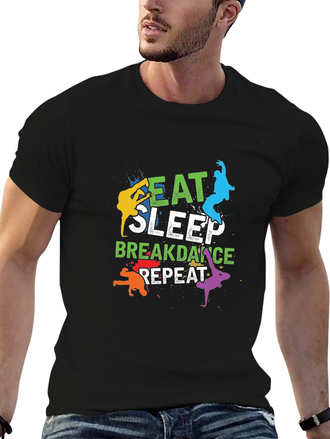 Eat Sleep Breakdance Repeat Mens Black T-Shirt