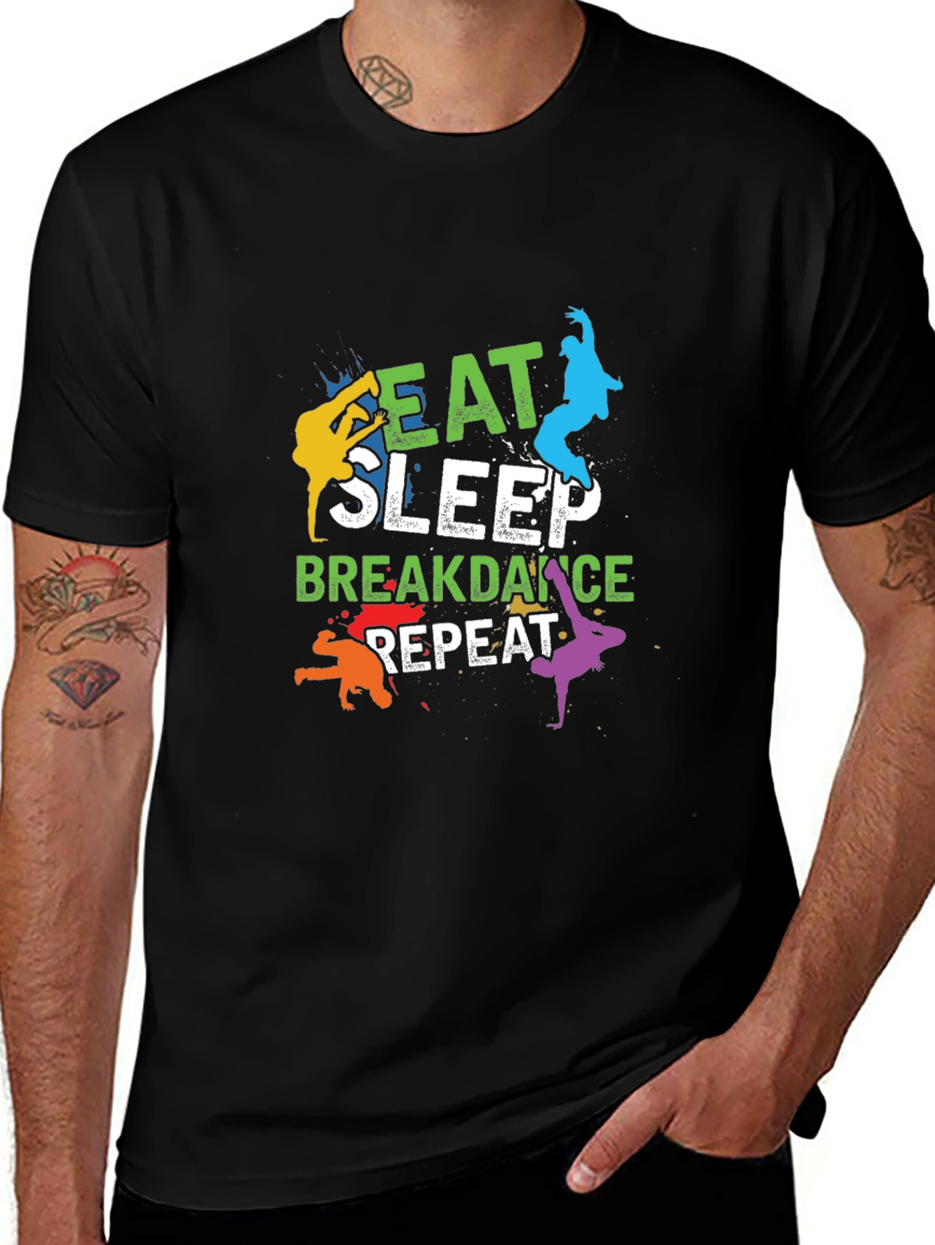 Eat Sleep Breakdance Repeat Mens Black T-Shirt