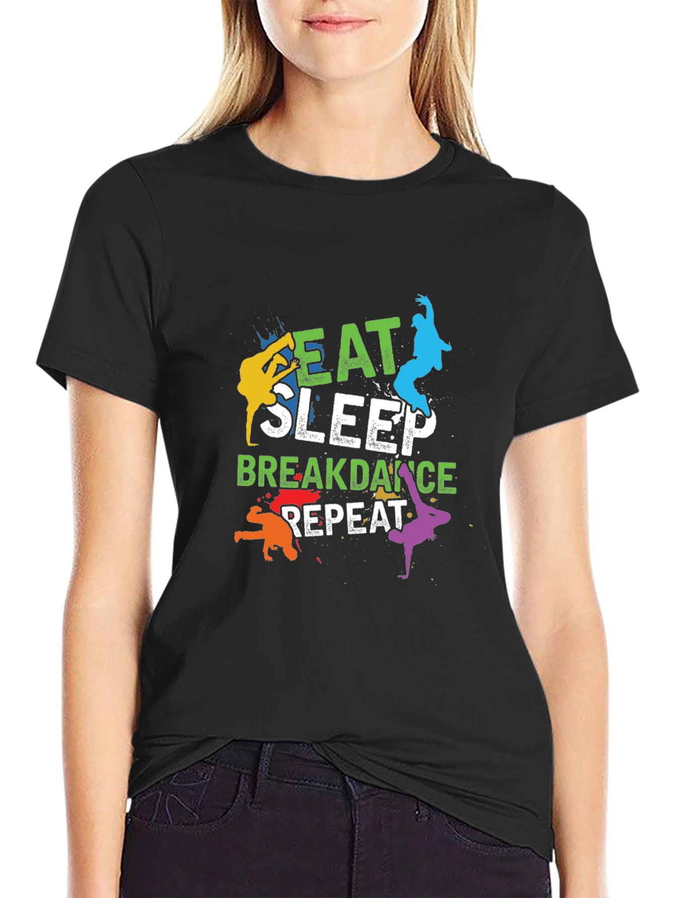 Eat Sleep Breakdance Repeat Mens Black T-Shirt