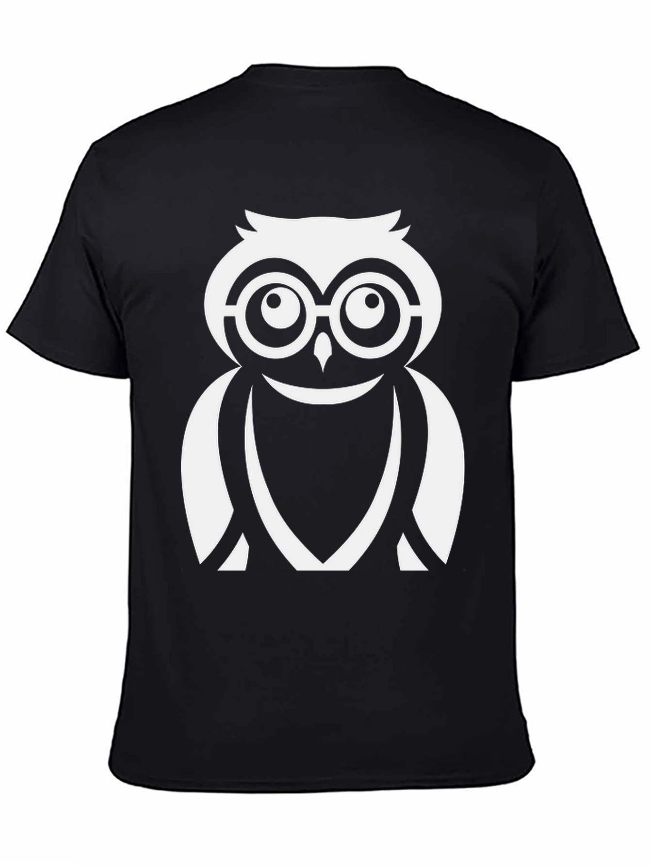 Cool Owl Graphic Tee - Black Cotton Blend