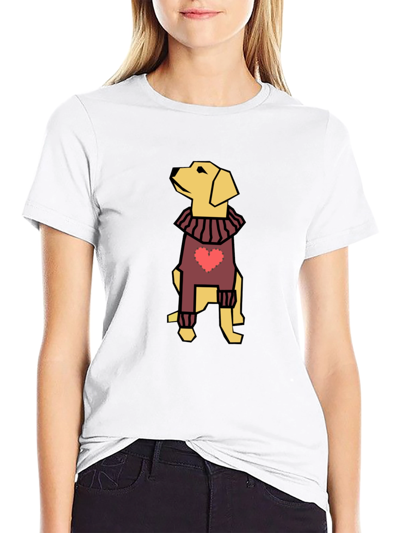 Dog with Heart Sweater Black Tee