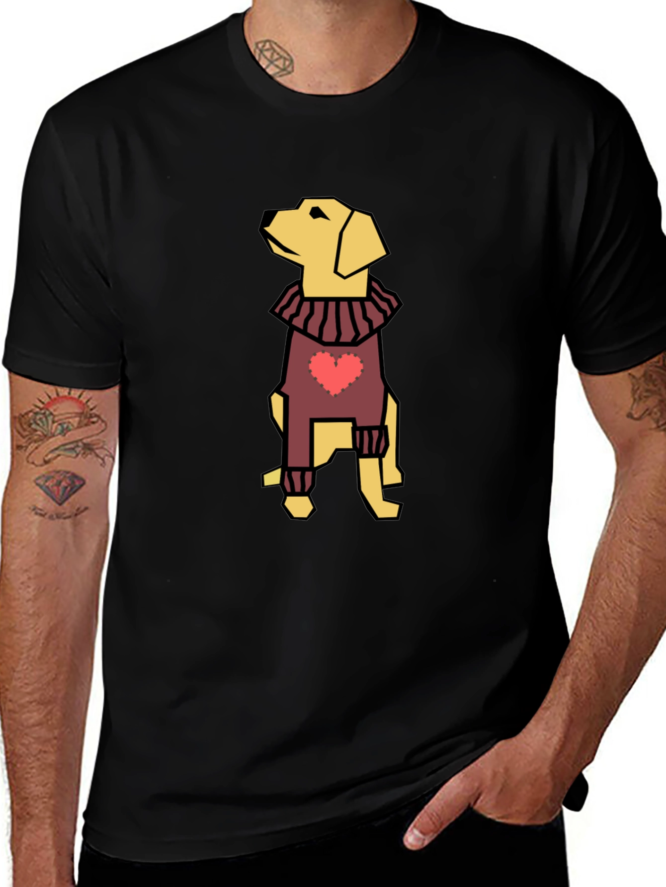 Dog with Heart Sweater Black Tee