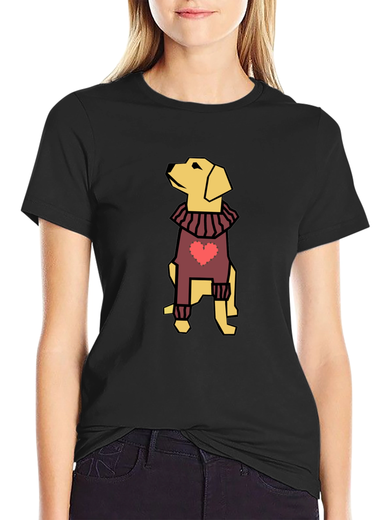 Dog with Heart Sweater Black Tee