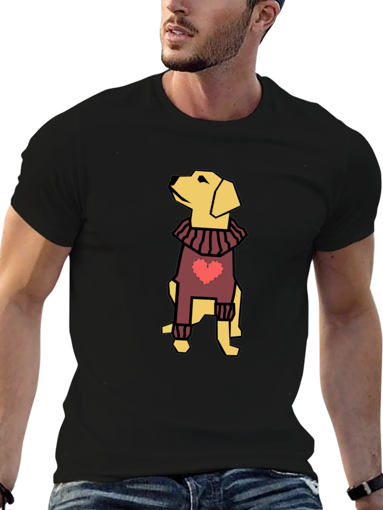 Dog with Heart Sweater Black Tee