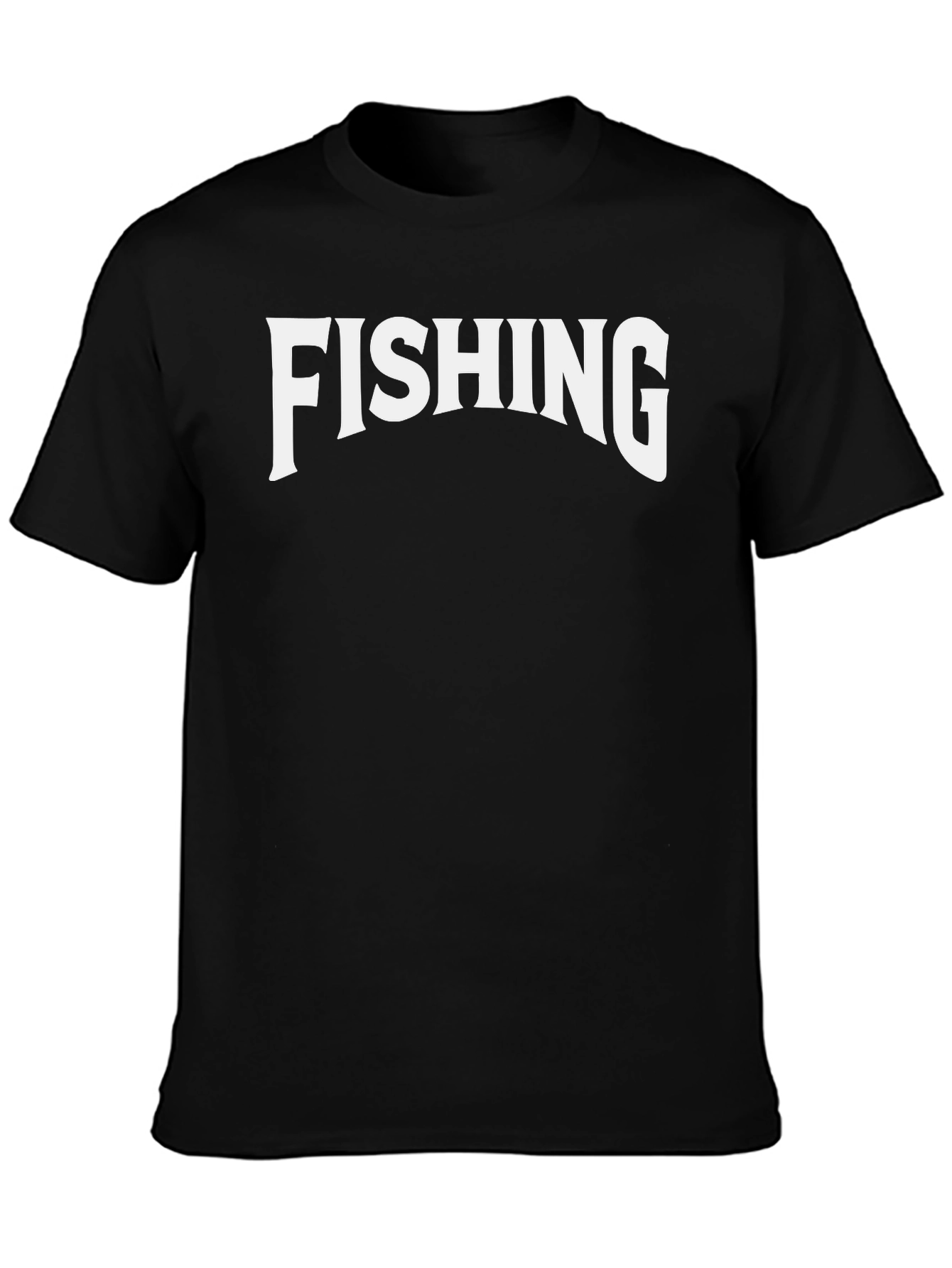 Fishing Graphic Tee - Black Crew Neck T-Shirt