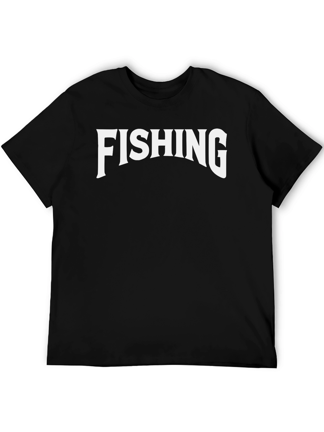 Fishing Graphic Tee - Black Crew Neck T-Shirt