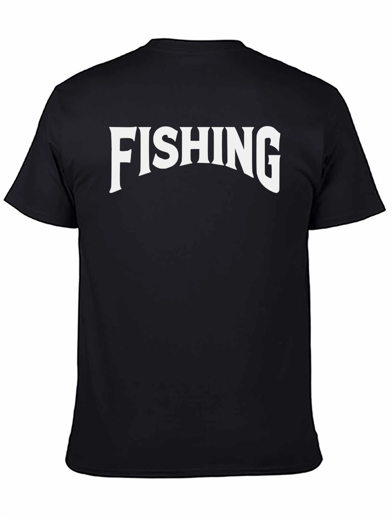 Fishing Graphic Tee - Black Crew Neck T-Shirt