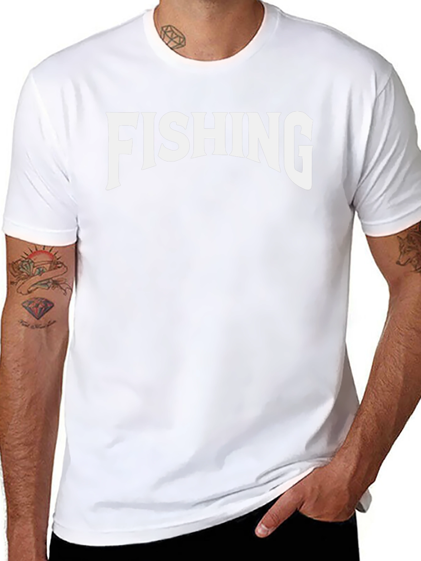 Fishing Graphic Tee - Black Crew Neck T-Shirt
